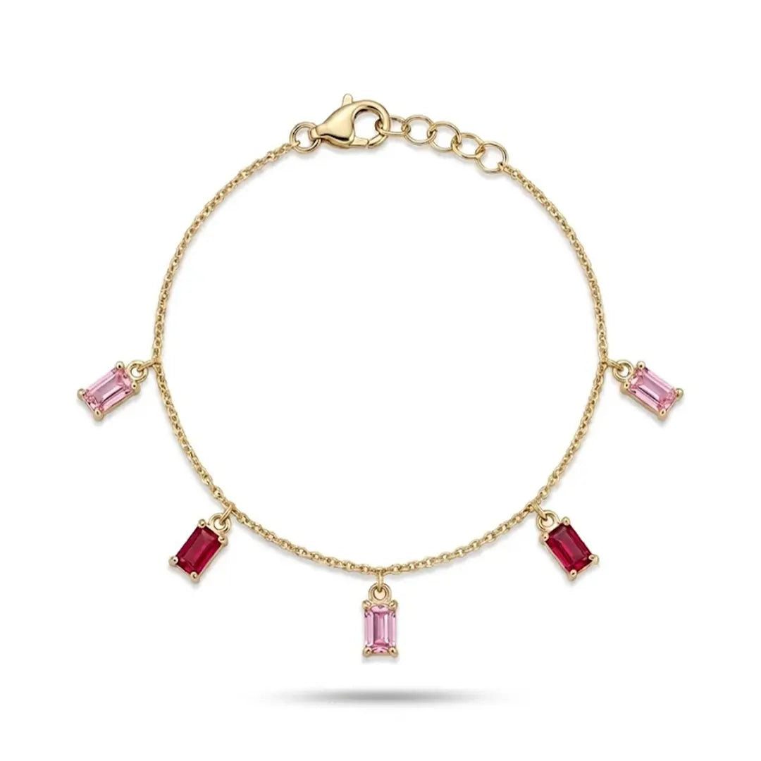 Silberarmband Suzan Gold® 925 Sterling Silber Armband Damen pink rote Stein Anhänger