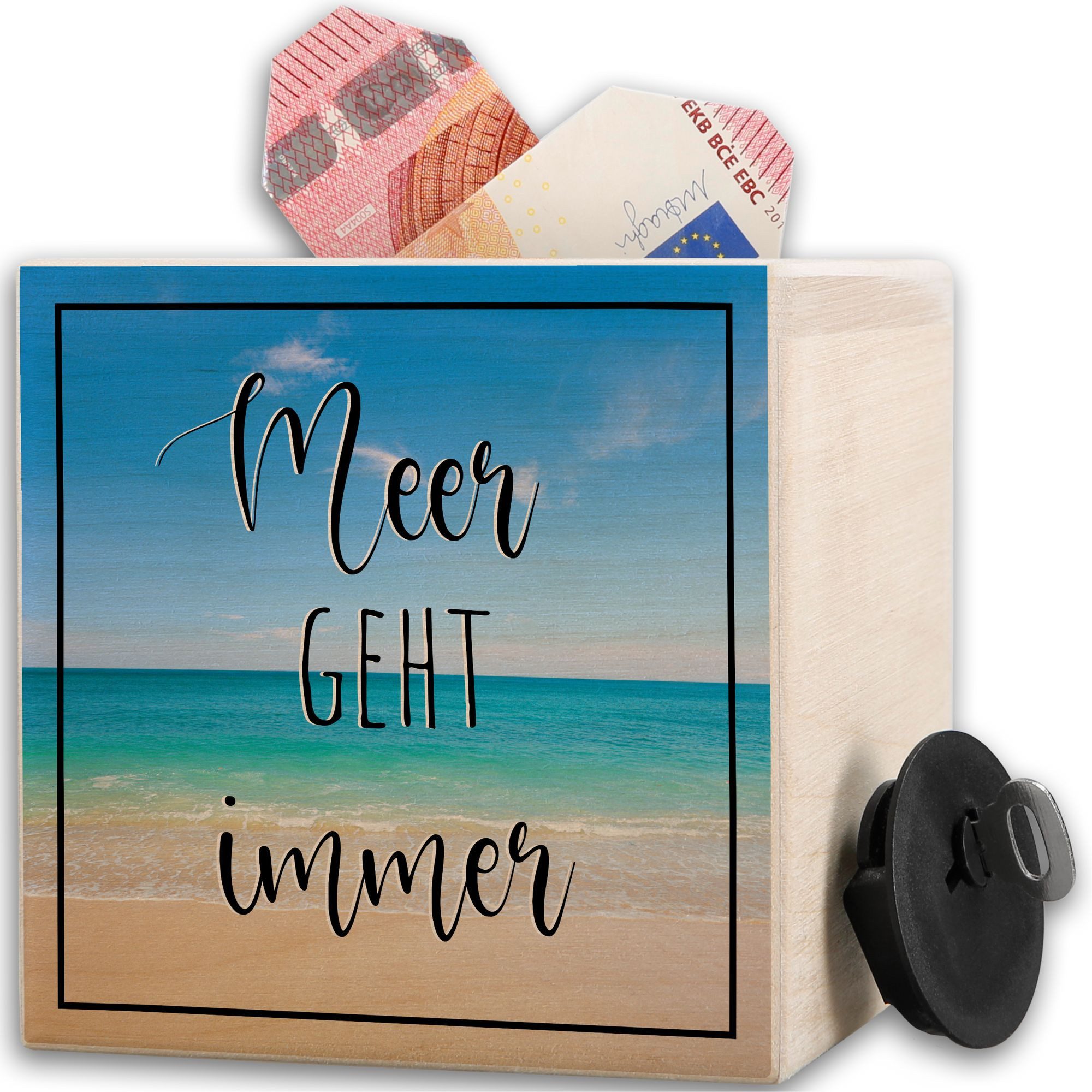 Shirtracer Spardose Meer Geht Immer I Sparbüchse für Strandurlaub I Urlaubskasse I Reiseka, Urlaub