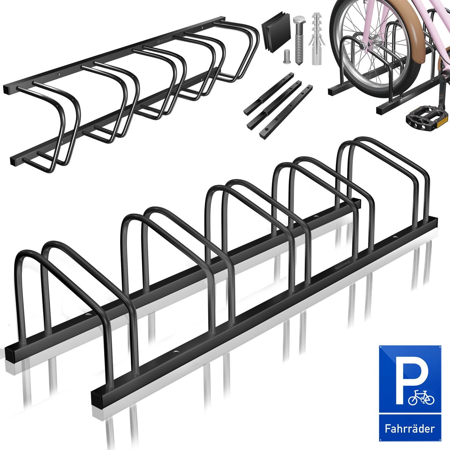 KESSER Fahrradständer, inkl. Parkschild Mehrfachständer mit 37cm Radabstand