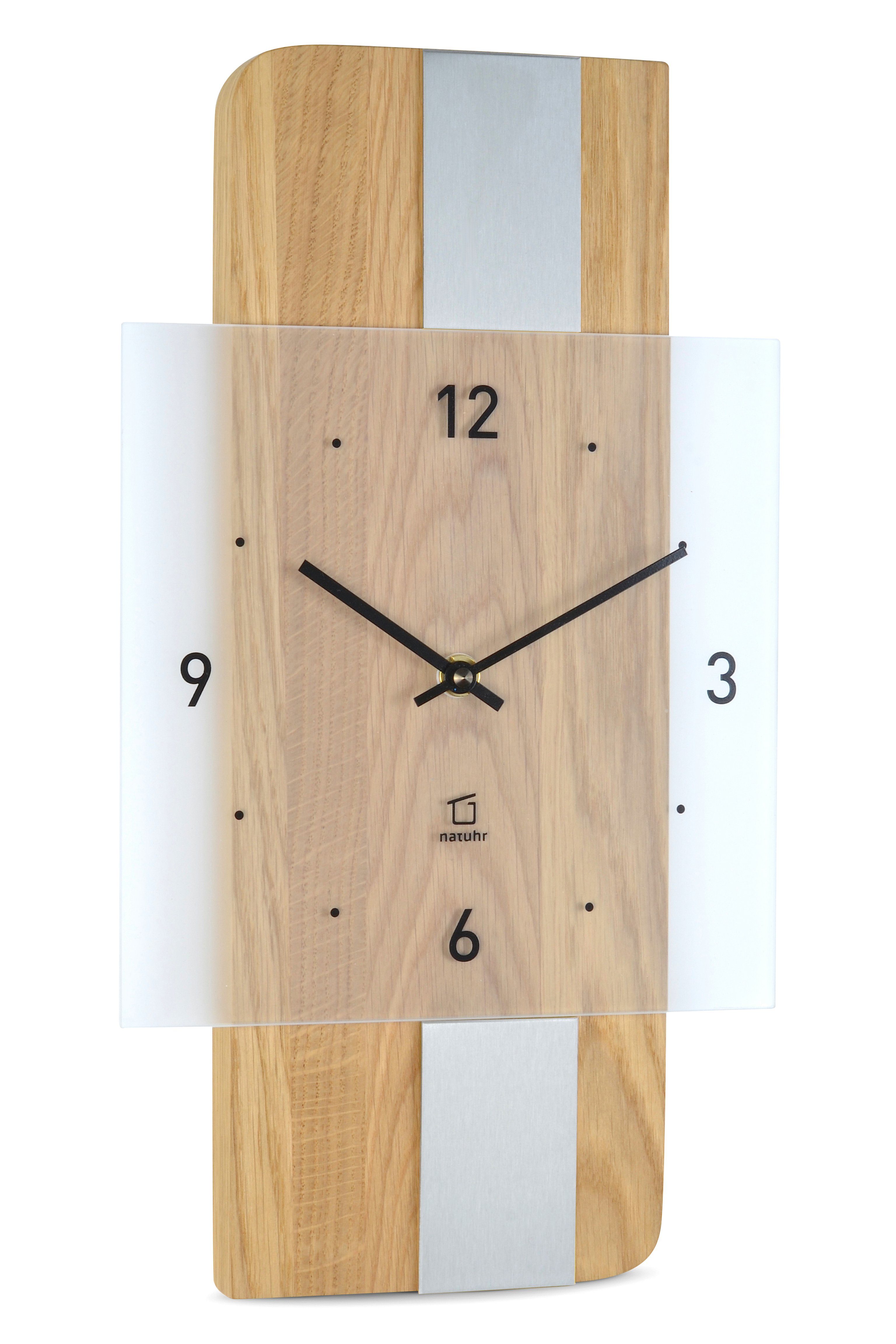 Natuhr Wanduhr Natuhr Wanduhr - Fusion - geräuscharm Quarz-Uhrwerk Holz Metall Glas (geräuscharm)