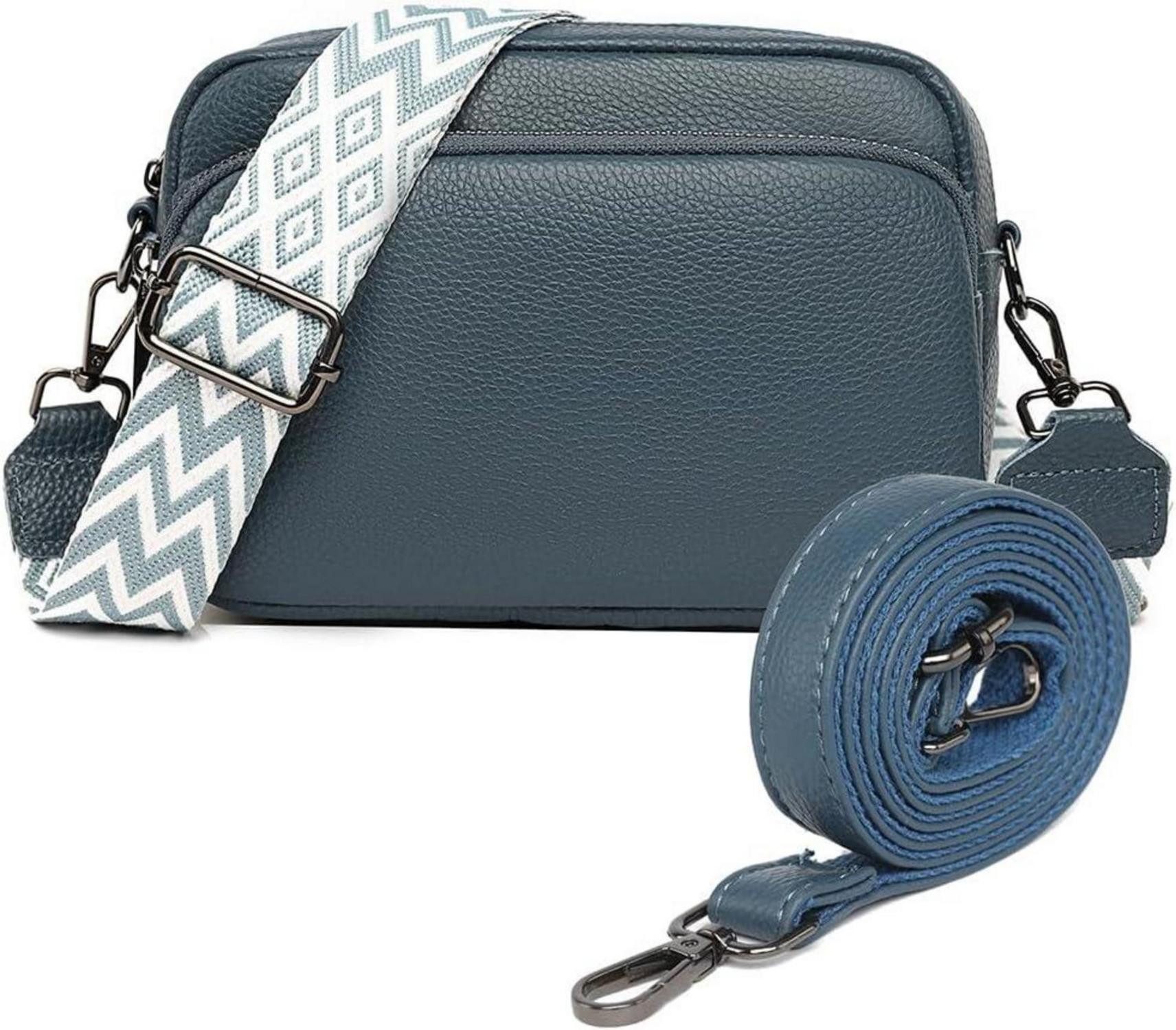Umhängetasche Damen Echtes Leder Umhängetasche Crossbody Bag Klein mit Breitem