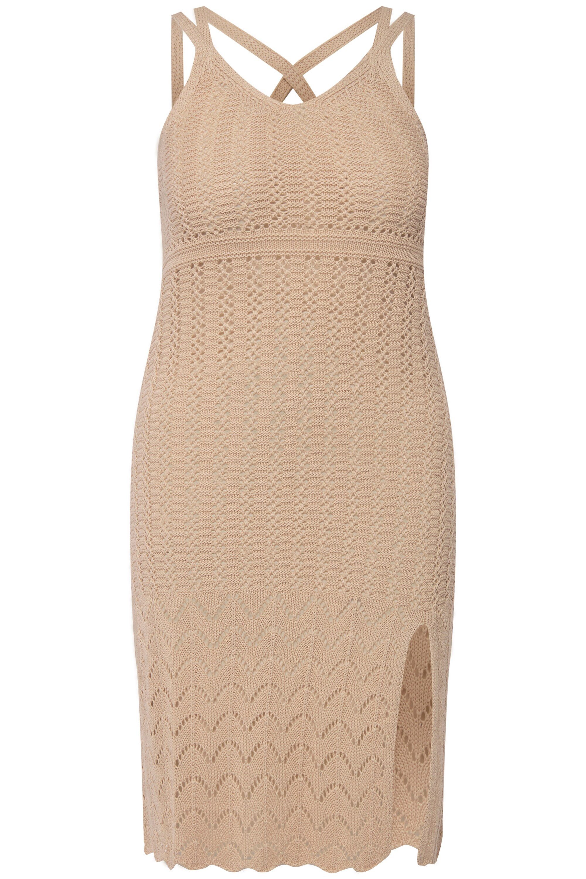 Ulla Popken Minikleid Häkelkleid V-Ausschnitt Spaghettiträger günstig online kaufen