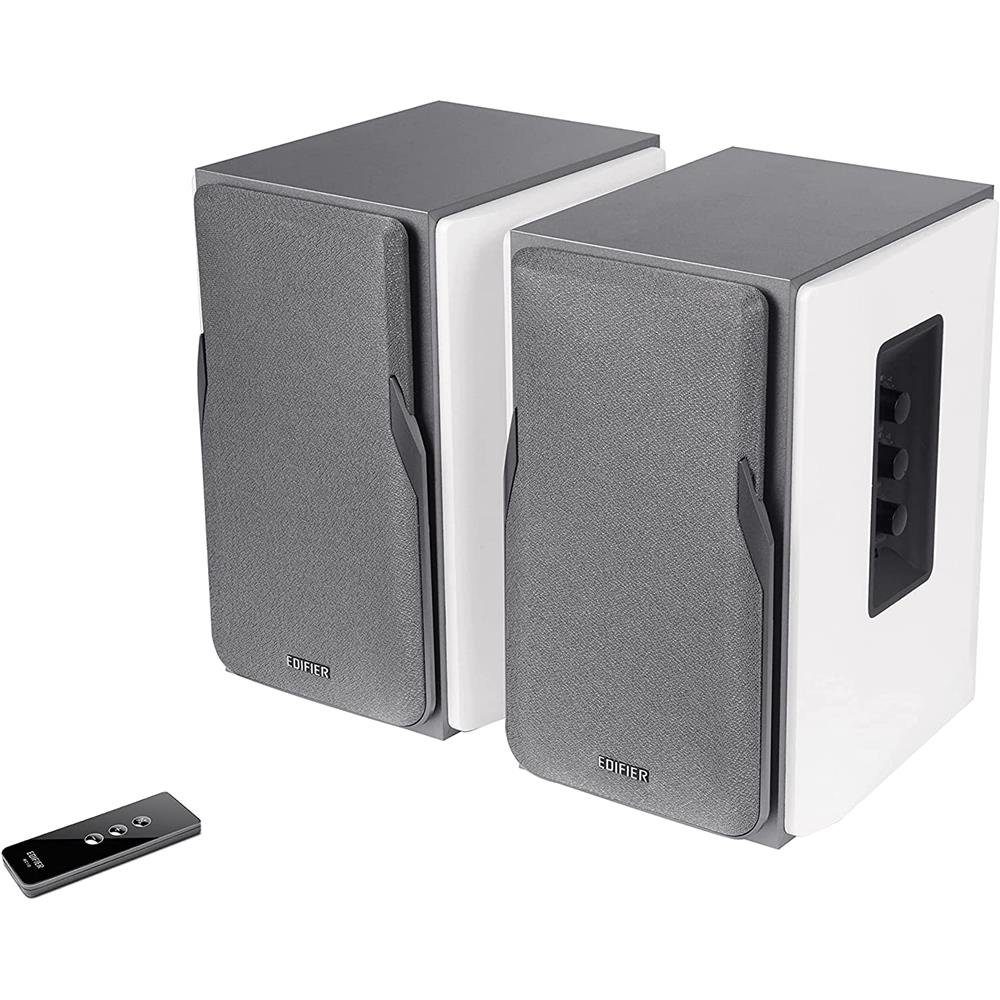 Edifier® R1380T Regal-Lautsprecher 2.0 (42 W, Echtholzgehäuse (MDF), Zwei LINE IN Anschlüsse, Infrarot-Fernbedienung, seitliche Bedienelemente für Bässe, Höhen und Lautstärke)