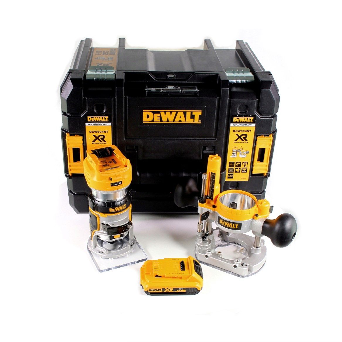 DeWalt Oberfräse DCW 604 NT Akku Kombifräse 18V 55mm + 1x Akku 2,0 Ah in TSTAK