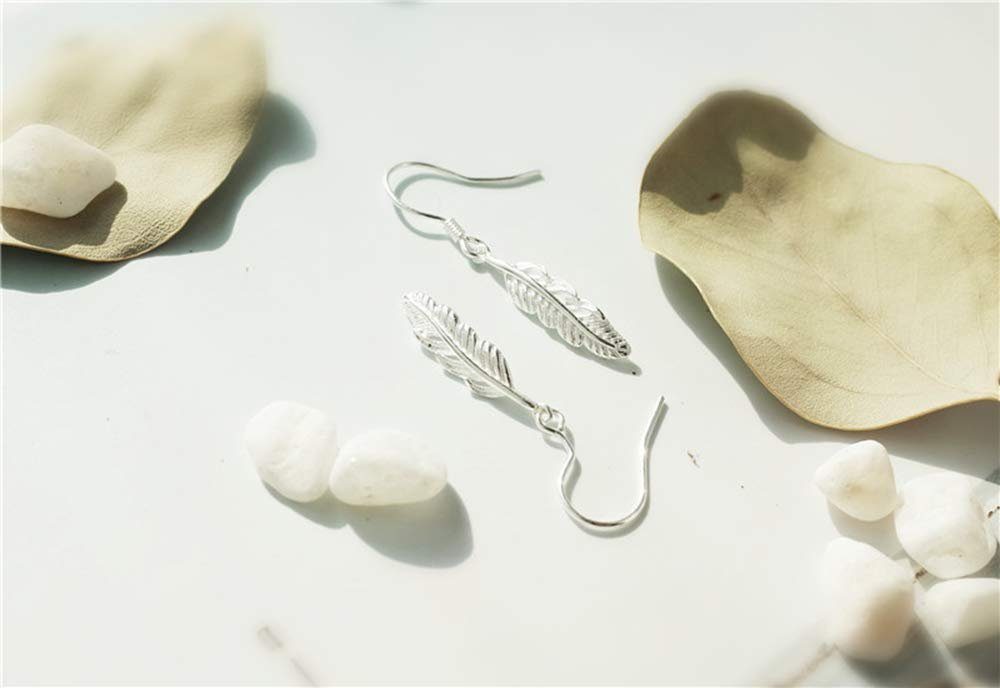 Sterlingsilber Feder Silber Paar aus Frauen Damen Ohrringe, baumeln 925er POCHUMIDUU Ohrhänger S925 für Silberschmuck