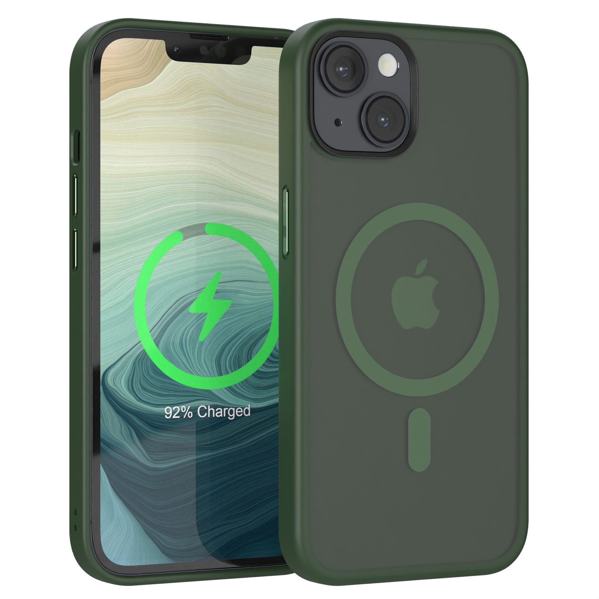 EAZY CASE Handyhülle Outdoor Case MagSafe Matt für Apple iPhone 14 6,1 Zoll, Qi Charging kompatibel Magsafefunktion Slimcover Displayschutz Grün