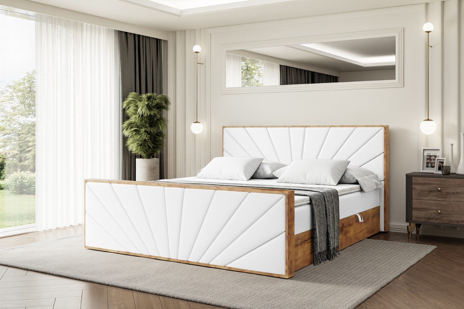 ALTDECOR Boxbett LOLLI6-Z (Multipocket-Matratze H4, H3 Matratze Bonellfederung, Topper, Kopfteil), Doppelbett mit Fußteil