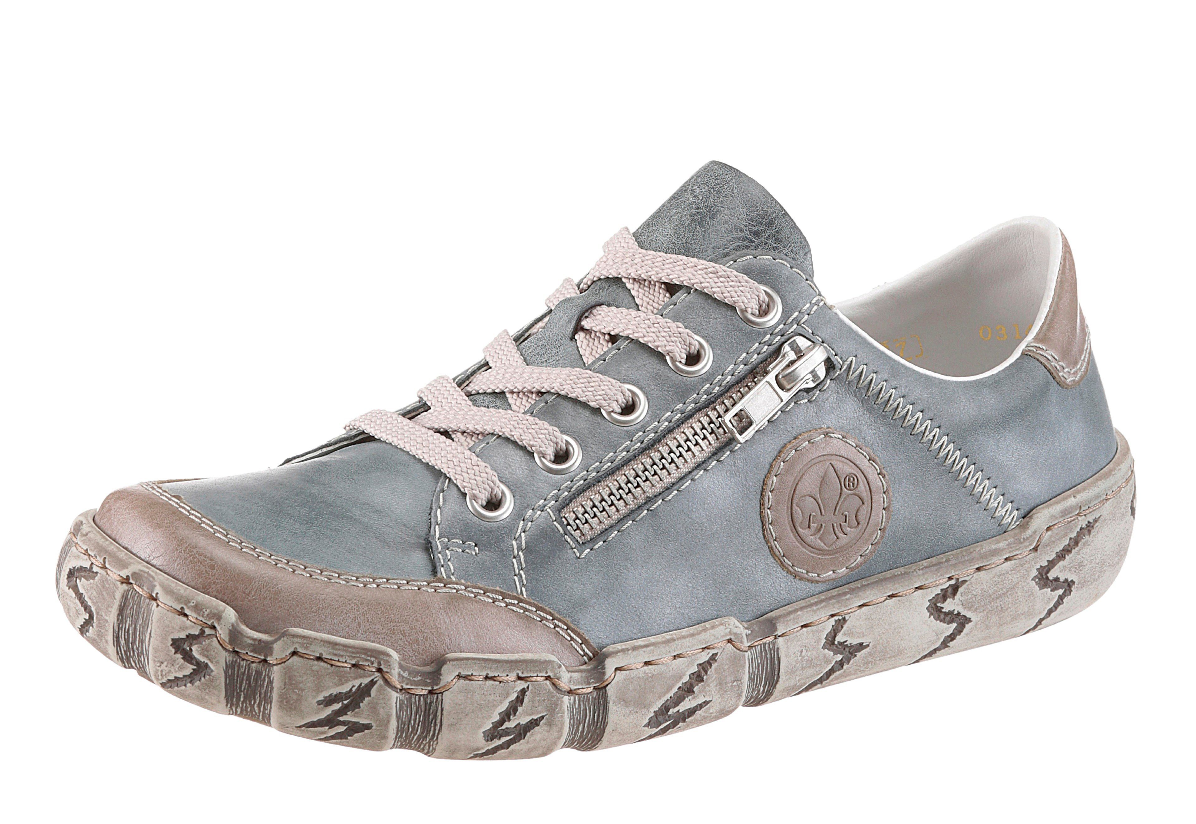 Zierreißverschluss Rieker graublau-taupe Sneaker mit