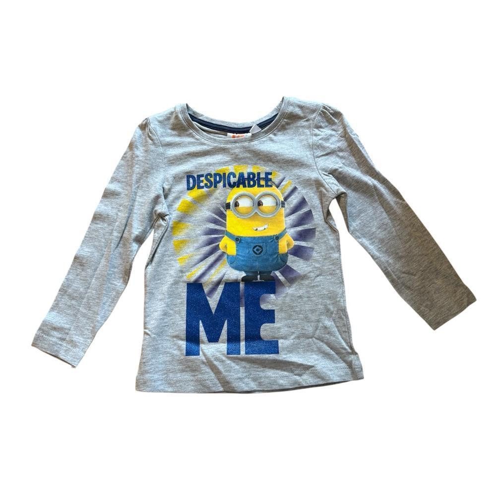 Minions T-Shirt Minion-Shirt für Mädchen, langarm, Grau, Gr. 98-116