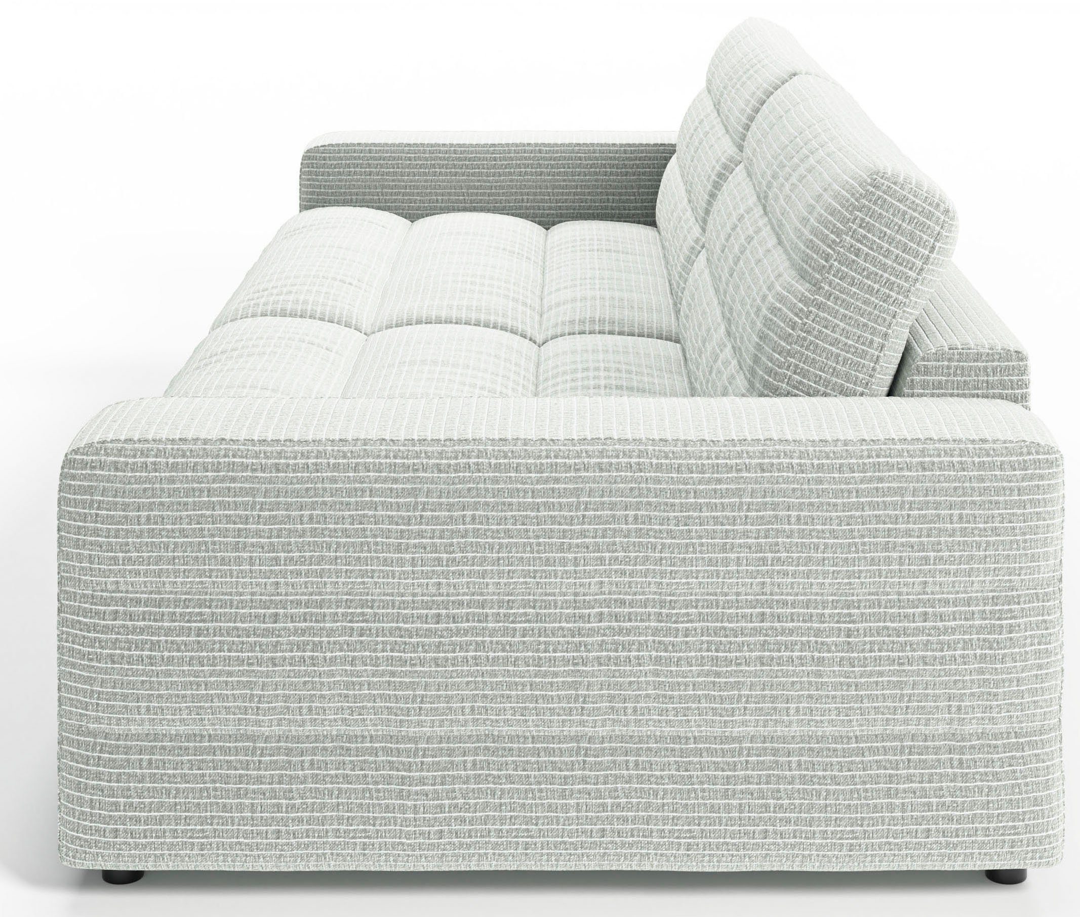 3C Candy Big-Sofa mit Quersteppung Stripes, grau feiner Lose Rückenkissen