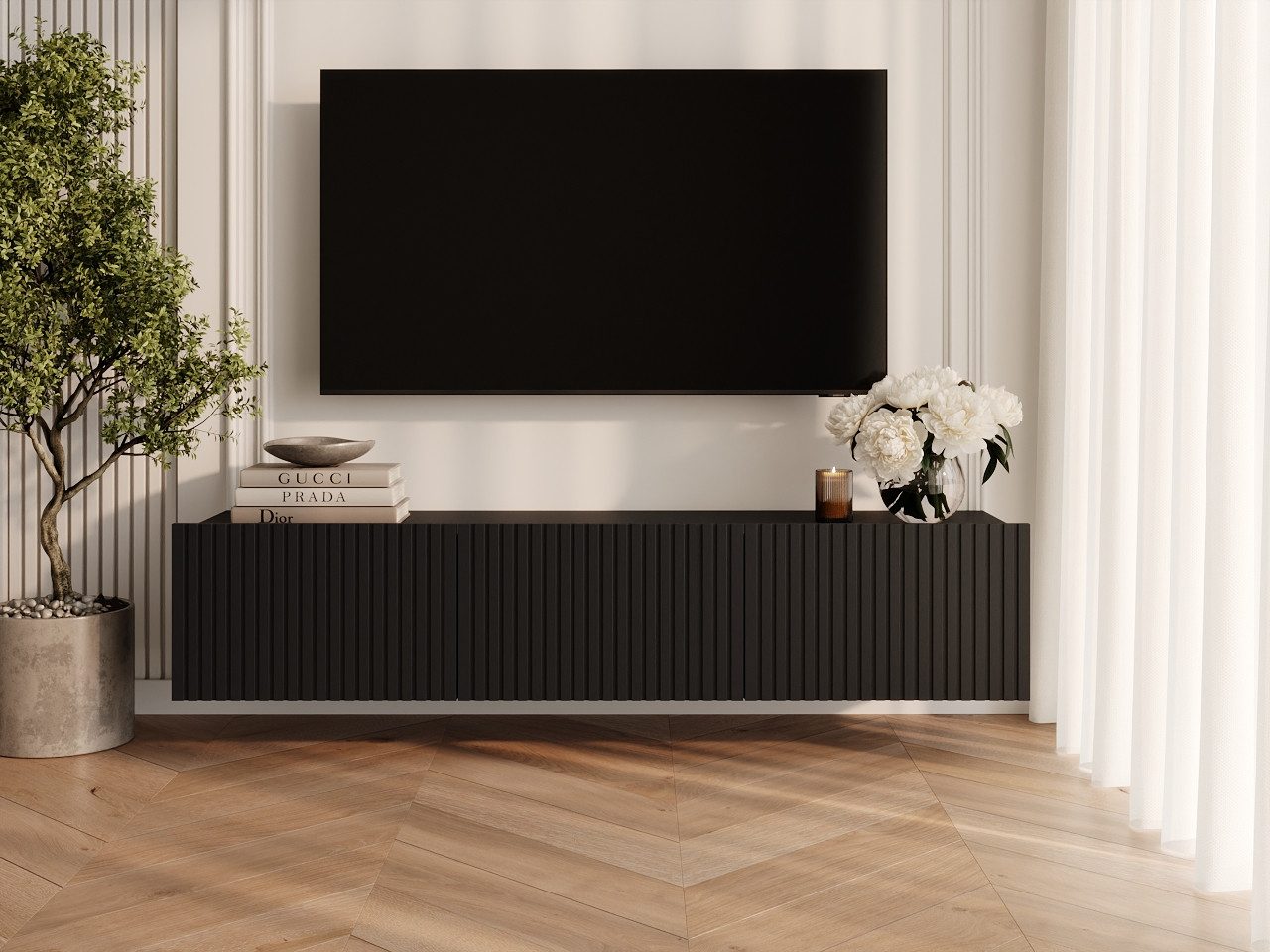 GrainGold TV-Schrank Kioto (Set, TV-Schrank) Soft-Closing-System, Breite 150 cm, für das Wohnzimmer
