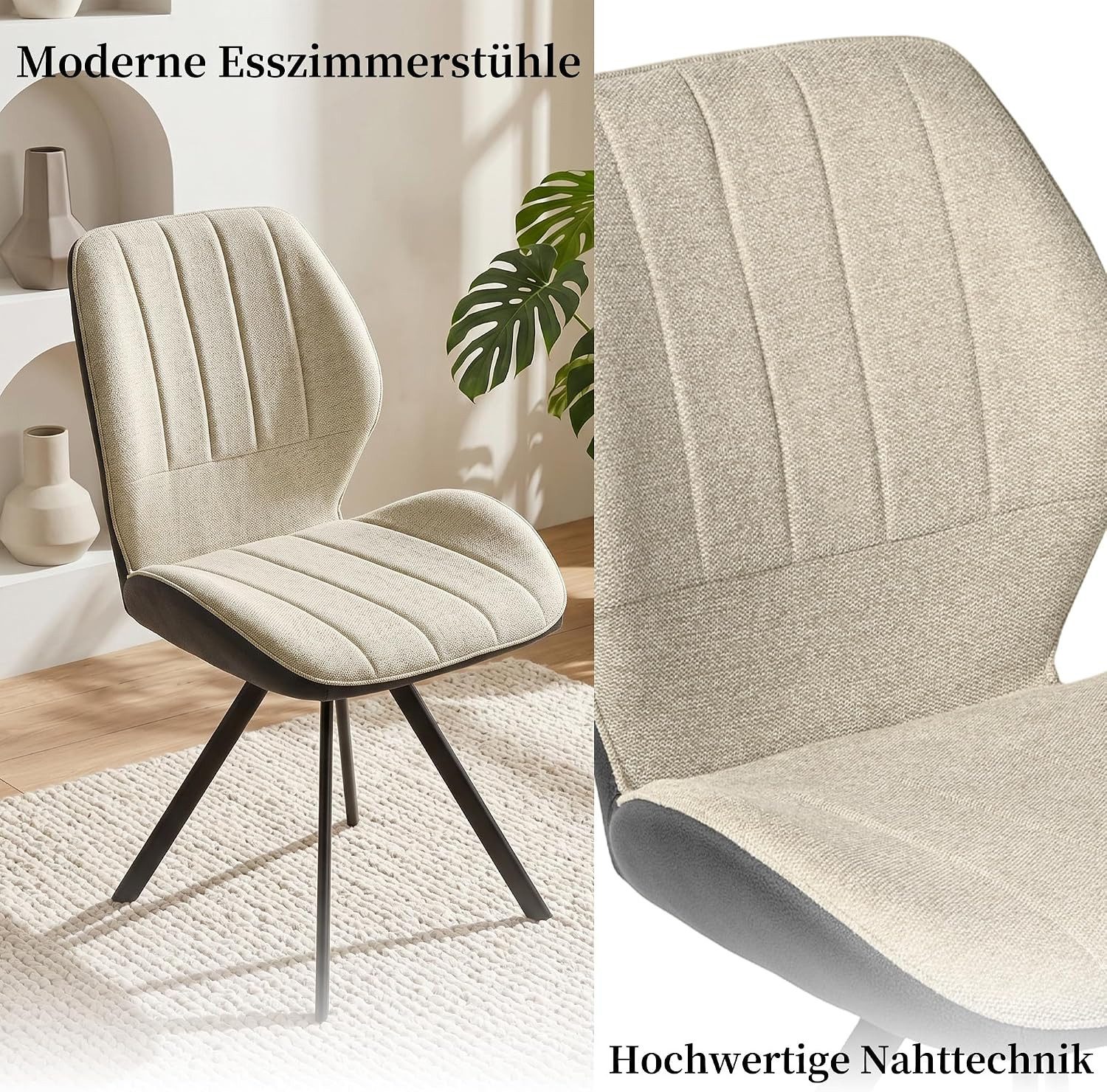 Jiexi Küchenstuhl Esszimmerstuhl, Patchwork-Design, Polsterstuhl mit Metallbeinen – Bild 2 von 5