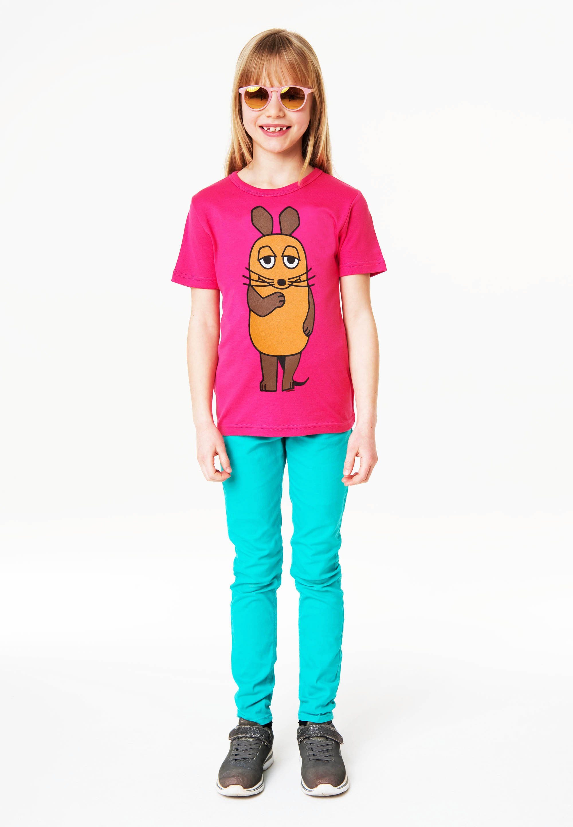LOGOSHIRT T-Shirt Die Maus mit lizenziertem Originaldesign rosa