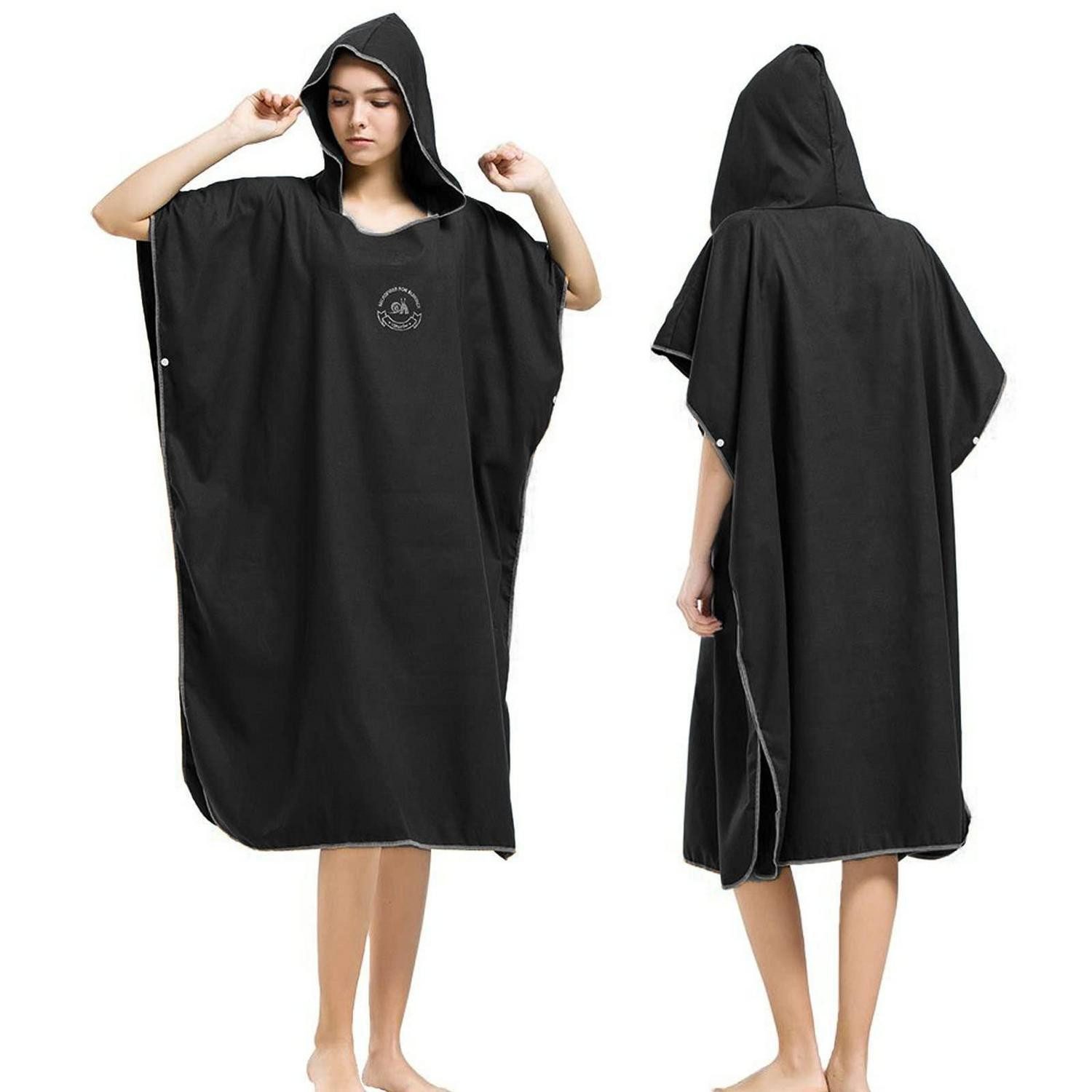 LuxusKollektion Poncho Mikrofaser Handtuch Poncho Schwarz Einheitsgröße (1-St)