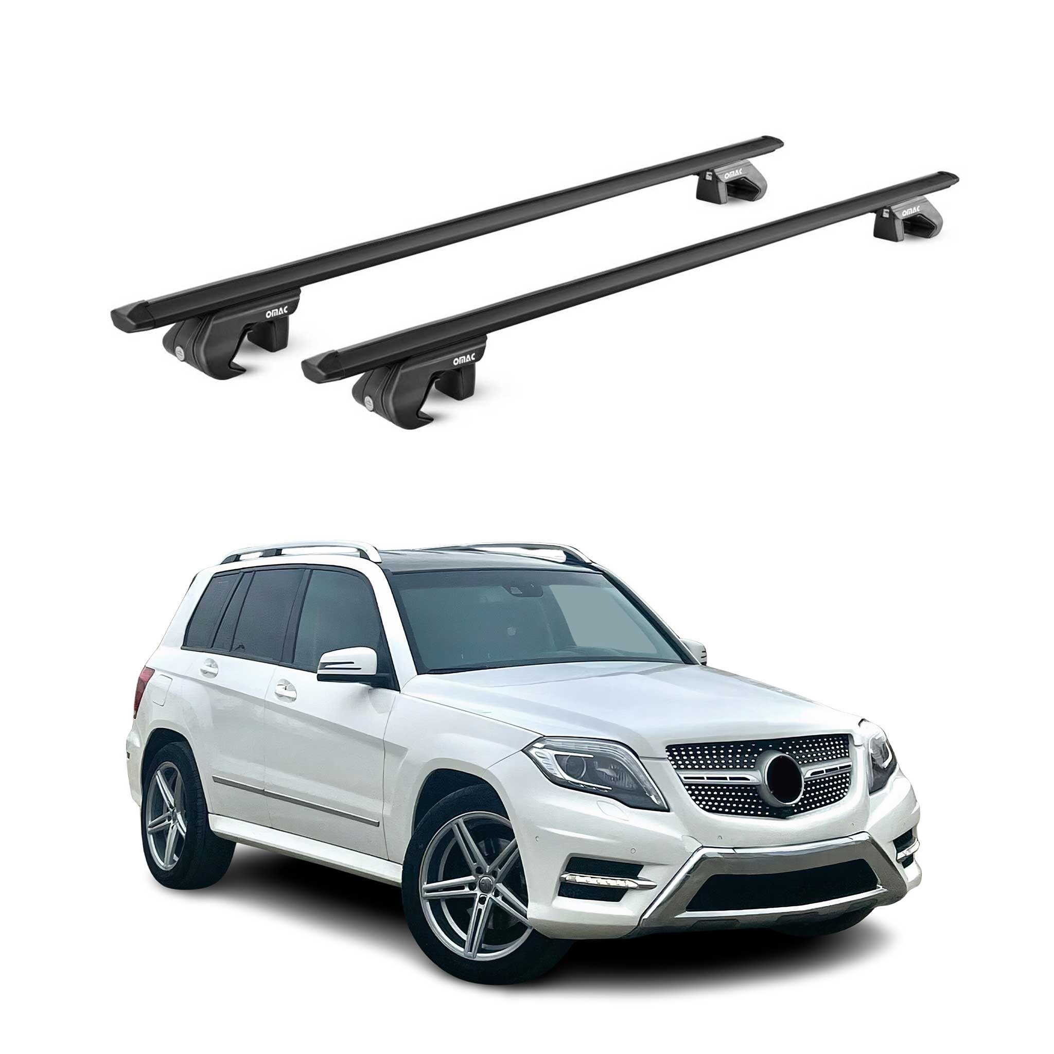 OMAC Dachträger Aluminium für Mercedes GLK X204 2008-2015 5 türig Schwarz 2 tlg ABE (2-St), Wasserbeständig,Abnehmbar,Multifunktional,Leichtgewichtig