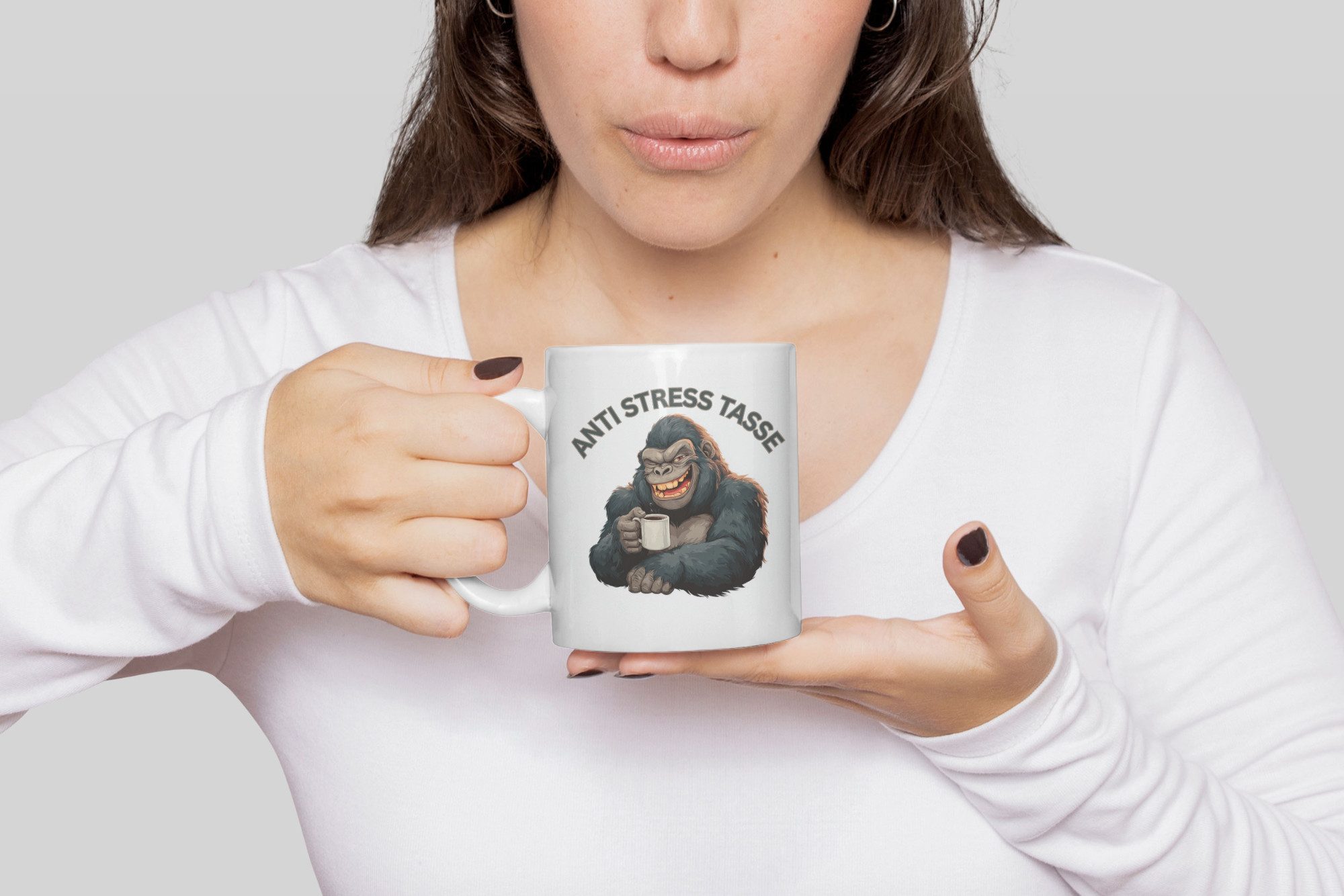 WS-Trend Tasse Anti Stress Gorilla Kaffeetasse Teetasse Tasse Geschenkidee 325 ml, Keramik