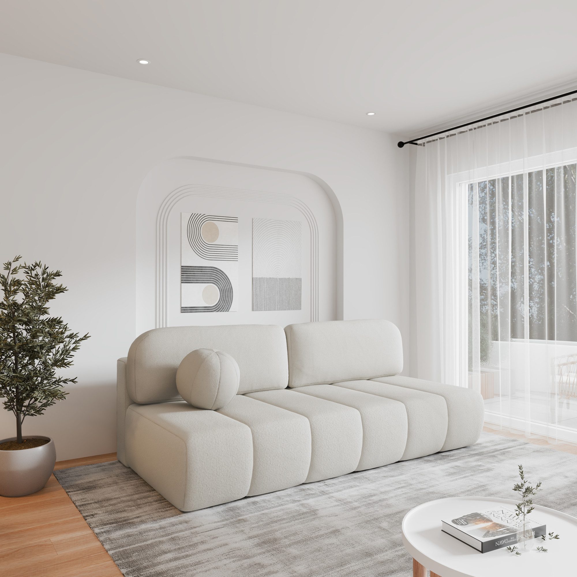 MOEBLO Sofa Fluffy aus Bouclé, Bequemes Sofa mit Schlaffunktion, Stilvollem günstig online kaufen