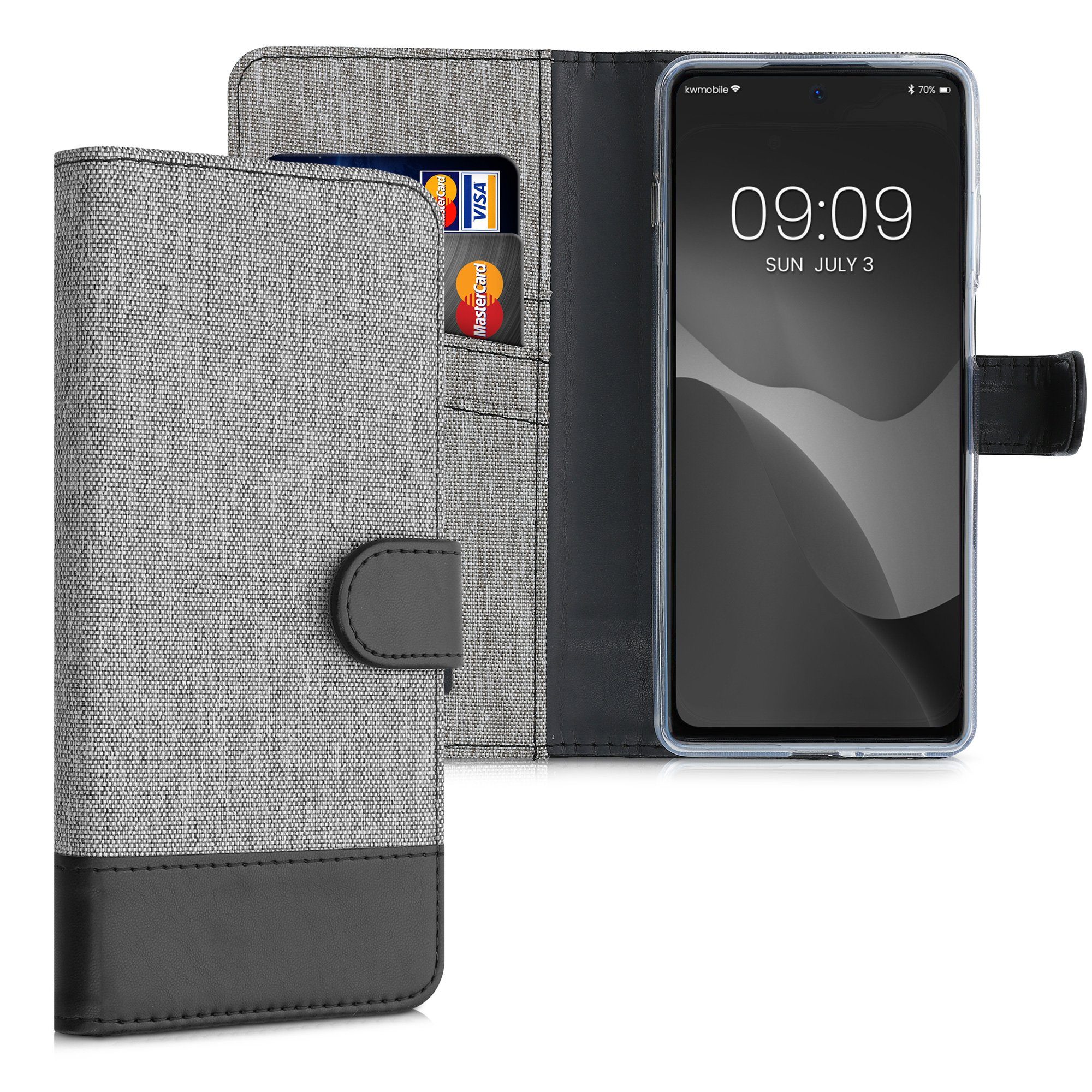 kwmobile Handyhülle Wallet Case für Motorola Moto G200 5G, Hülle mit Ständer - Handyhülle Kartenfächer
