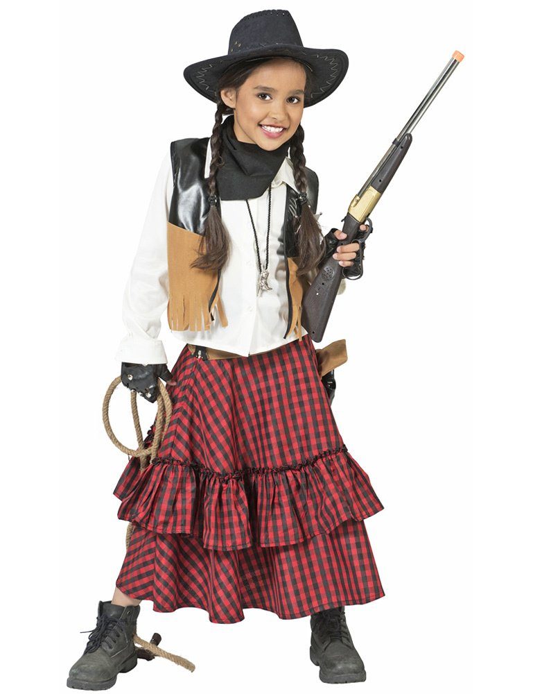 Funny Fashion Cowboy-Kostüm Cowgirl Kostüm "Austine" für Mädchen - Rot Schwarz, Western