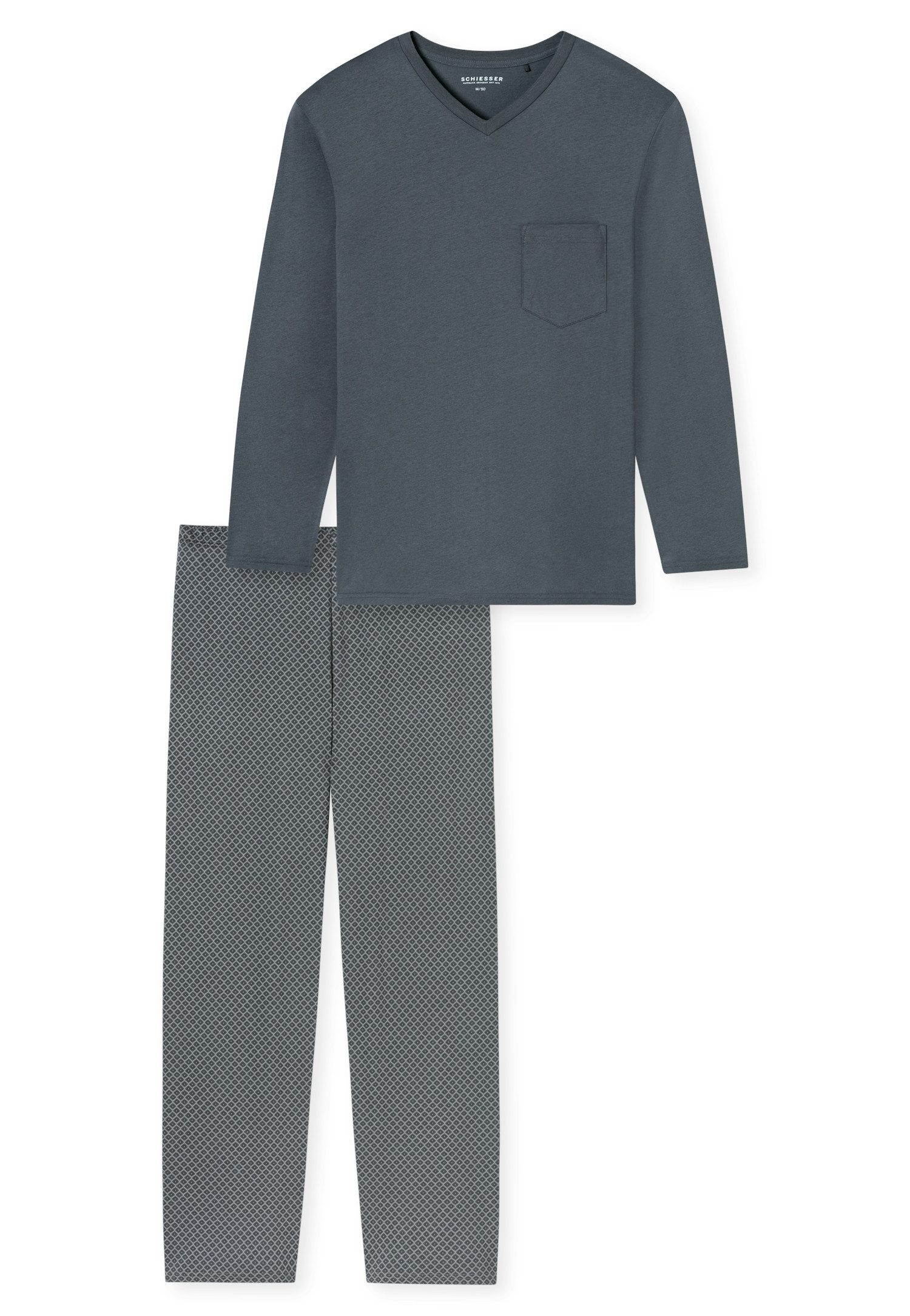 Schiesser Schlafanzug Comfort Essentials (2 tlg) mit V-Ausschnitt und aufge günstig online kaufen