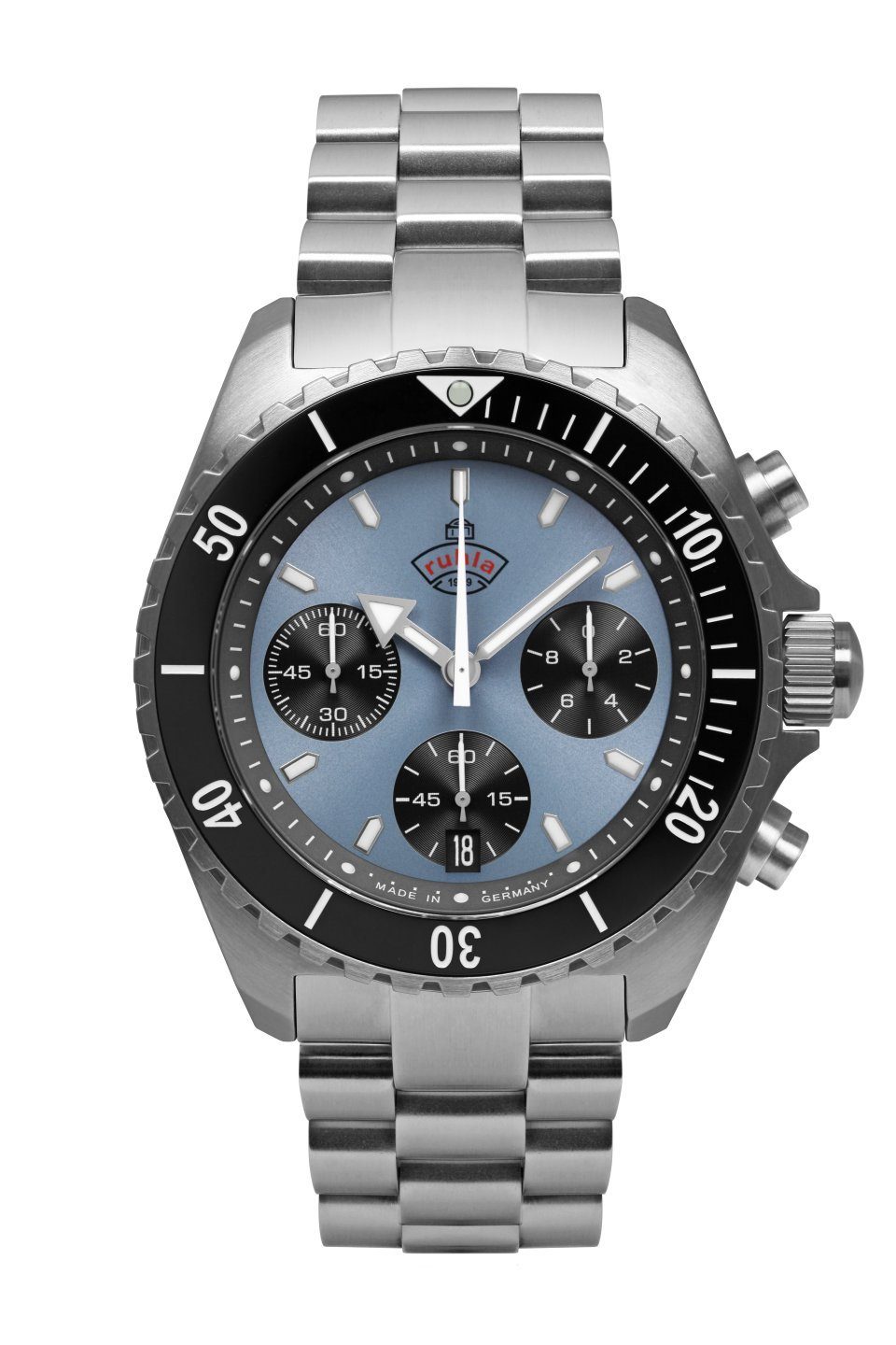 ruhla Chronograph Glasbach Cup, 4970M5, Quarzuhr, Herrenuhr, Datum, Stoppfunktion, Saphirglas, Made in Germany