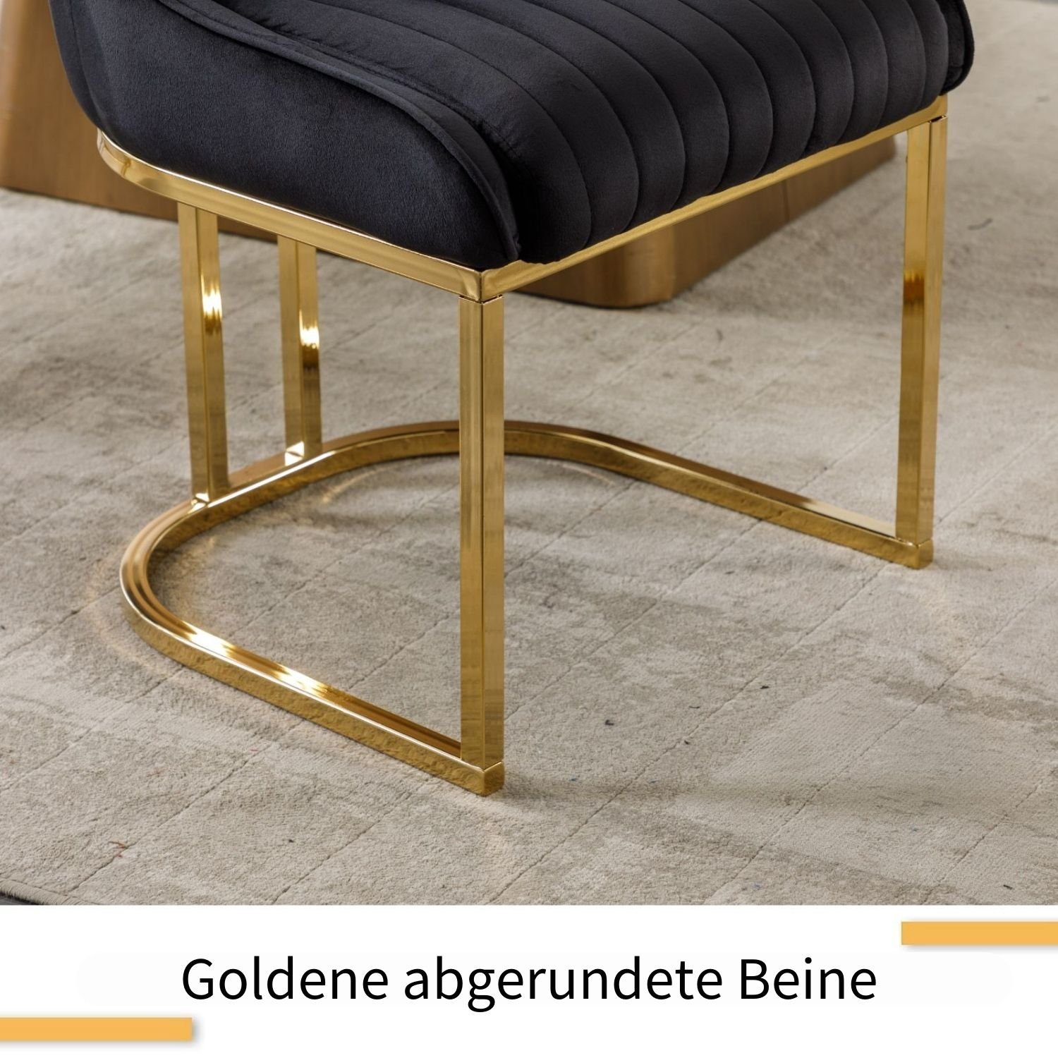 WAHSON OFFICE CHAIRS Esszimmerstuhl 2er Set Küchenstuhl mit goldene Stuhlbeine – Bild 5 von 5