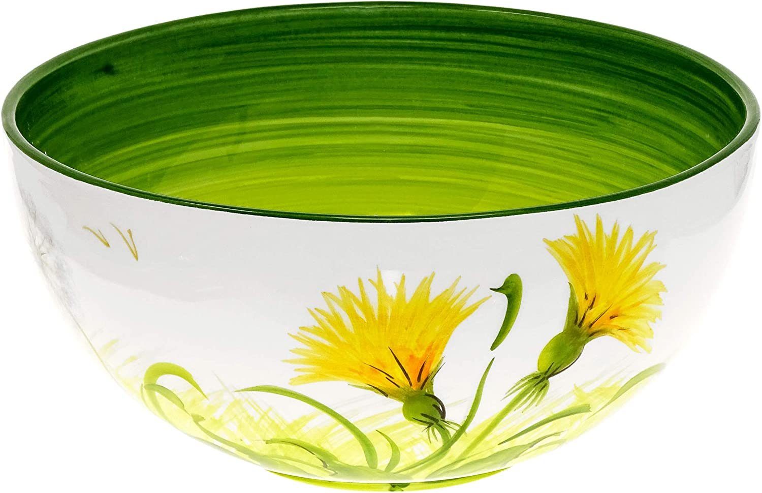 Lashuma Salatschüssel Pusteblume, Keramik, (1-tlg), Bemalte Servierschale mit Blumen Motiv 26 cm Ø