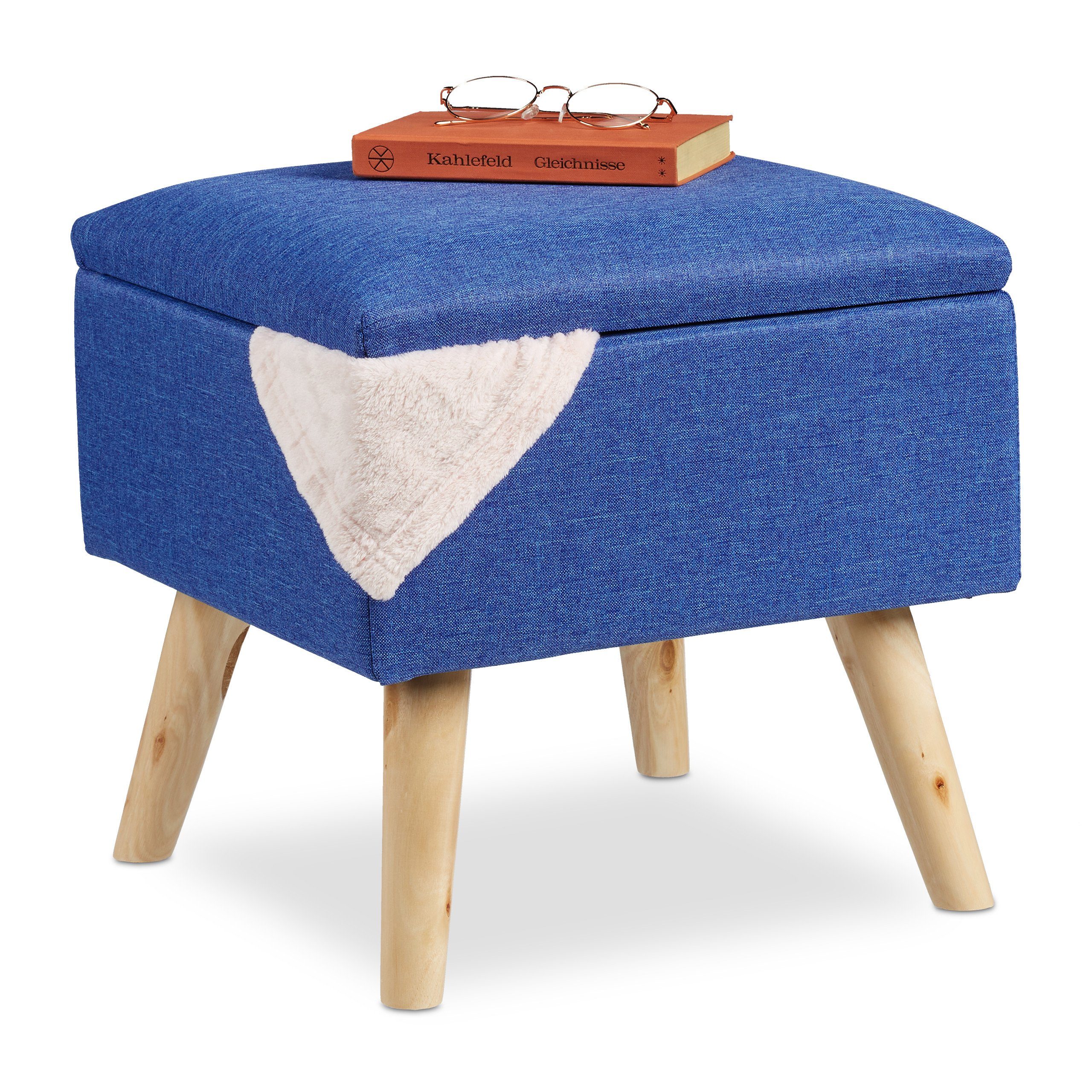 relaxdays Stauraumhocker Hocker mit Stauraum, Blau günstig online kaufen