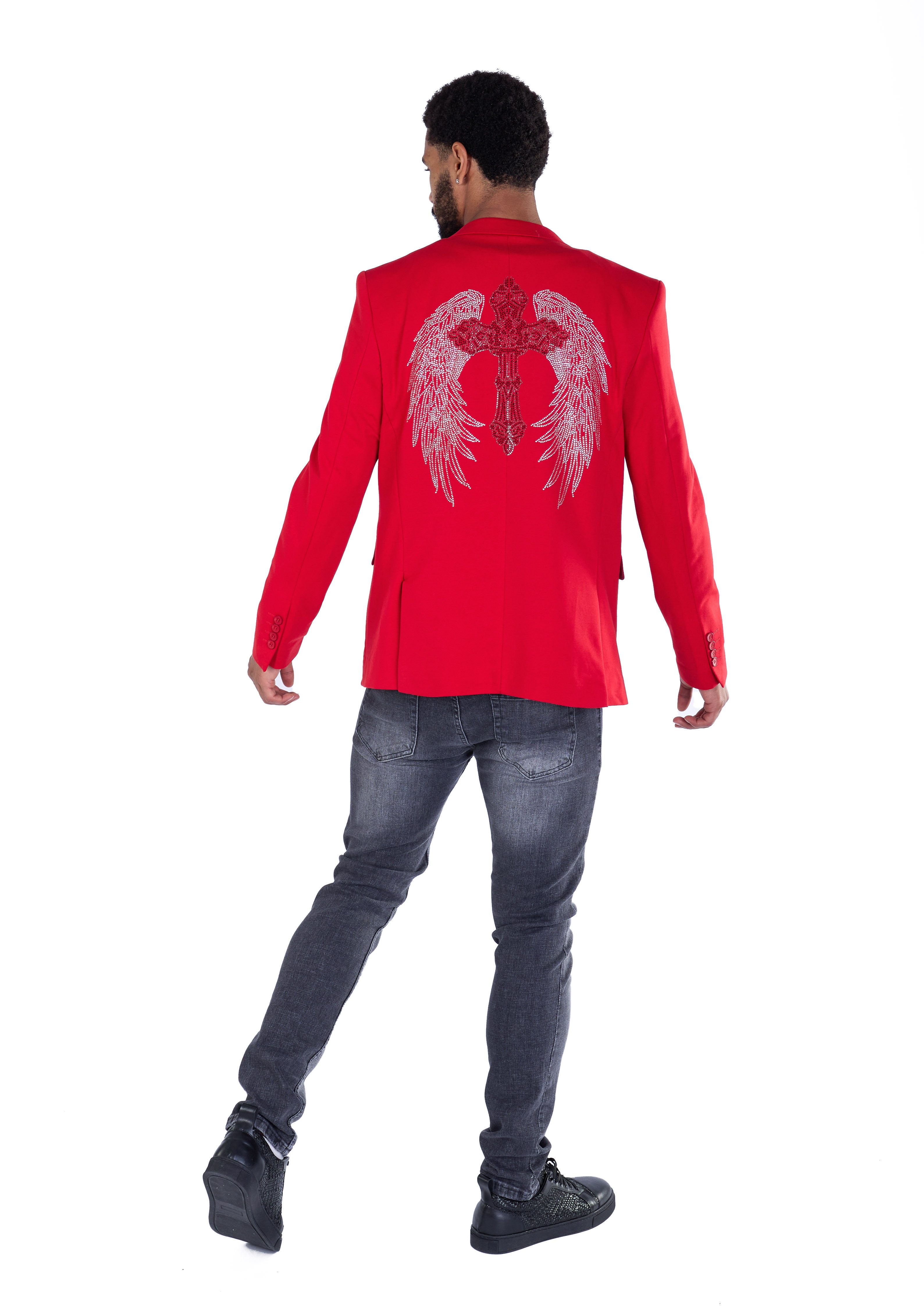 Denim Distriqt Sakko Extravagantes Herren Slim Fit Sakko Rot 46