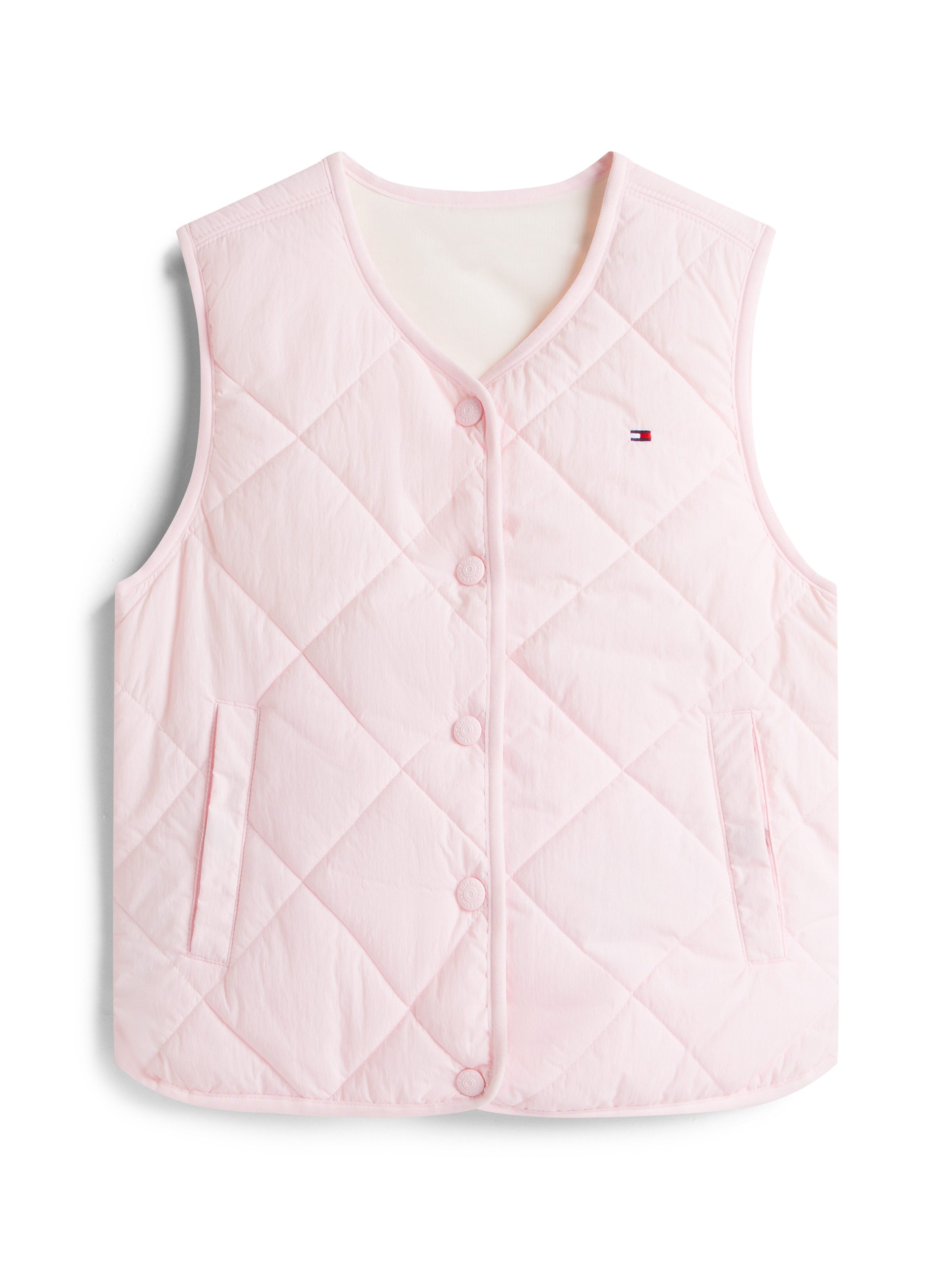 Tommy Hilfiger Wendeweste REVERSIBLE QUILTED VEST für Kinder bis 16 Jahre, mit großen Druckknöpfen – Bild 3 von 5