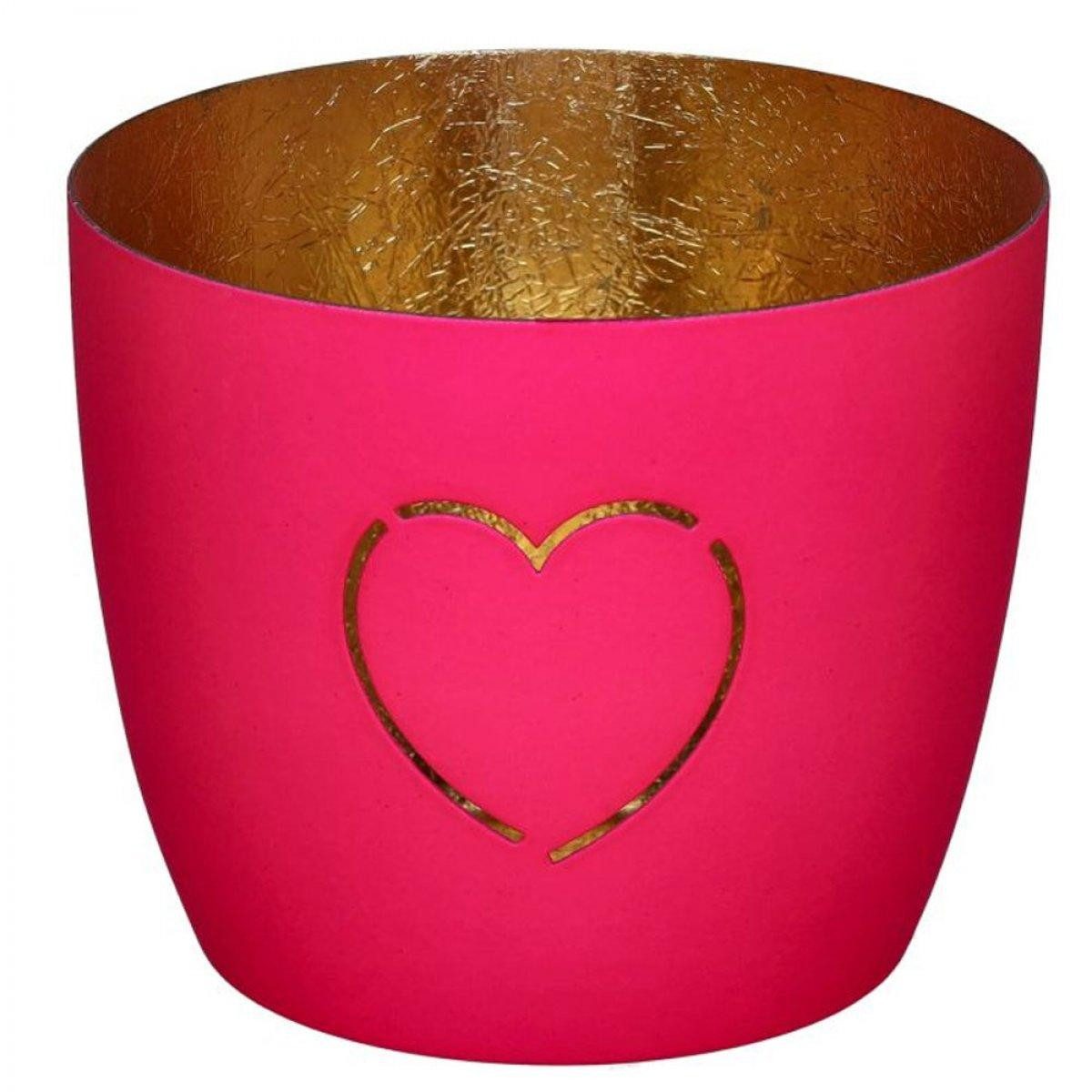 Giftcompany Kerzenhalter Windlicht Madras Herz Hot Pink Gold