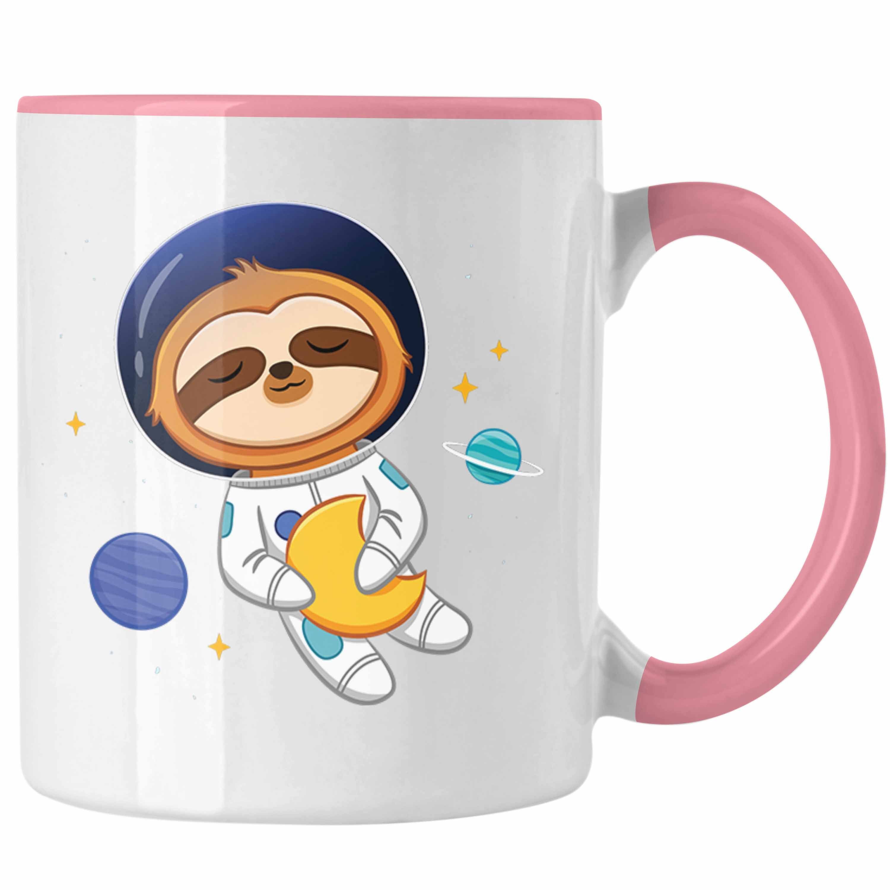 Trendation Tasse Trendation - Süße Faultier Tasse Geschenk Weltall Galaxie Geschenkidee Jungs Jungen Coole Grafik Rosa