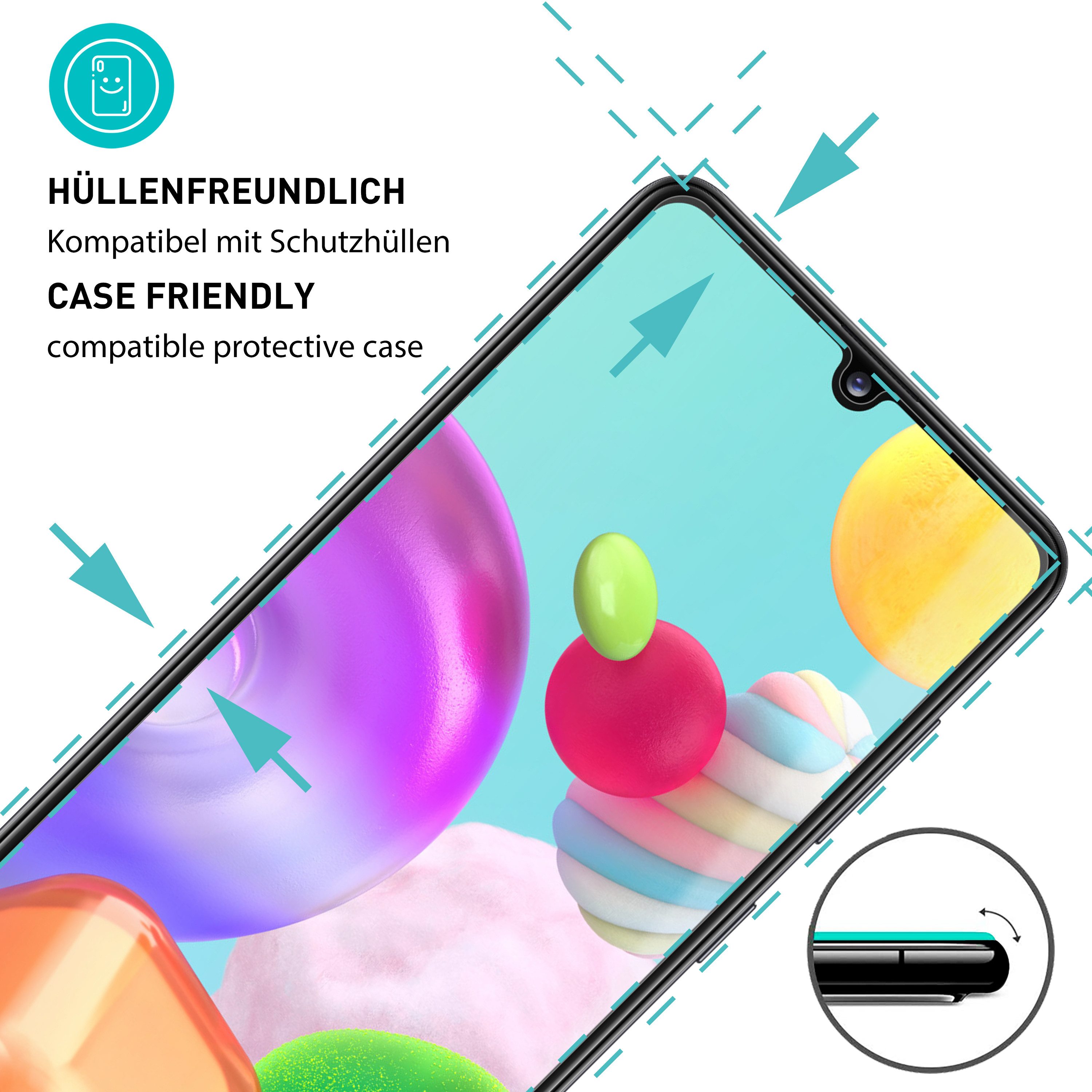 smartect Displayschutzglas Schutzglas Panzerfolie Klar für Samsung Galaxy A41, Set, 3 Stück, Schutzfolie Glasschutz Bildschirm