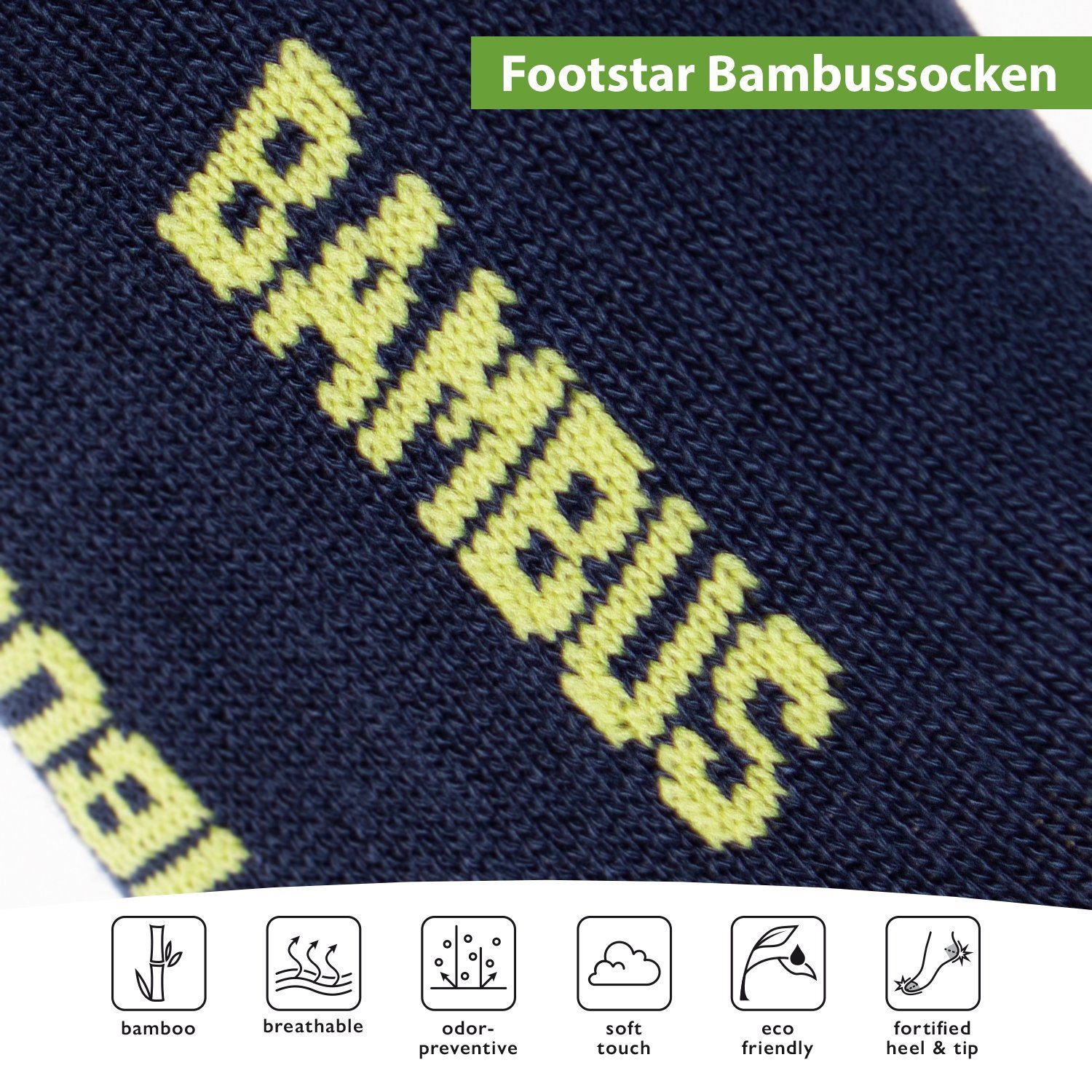 Footstar Basicsocken Damen Bambus nachhaltiger Viskose Mix Socken (6 aus Paar)