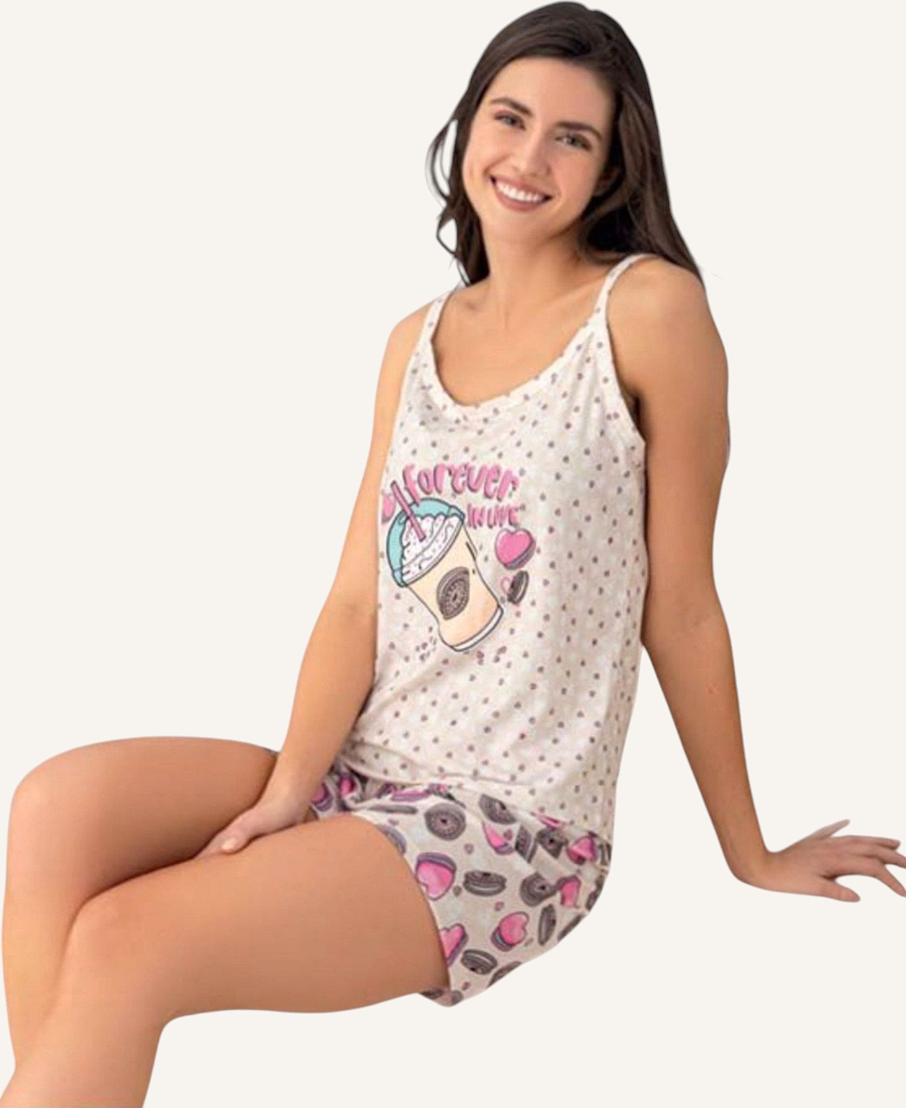 fashionshowcase Pyjama Damen Schlafanzug mit Shorts & Top, weicher Baumwoll günstig online kaufen