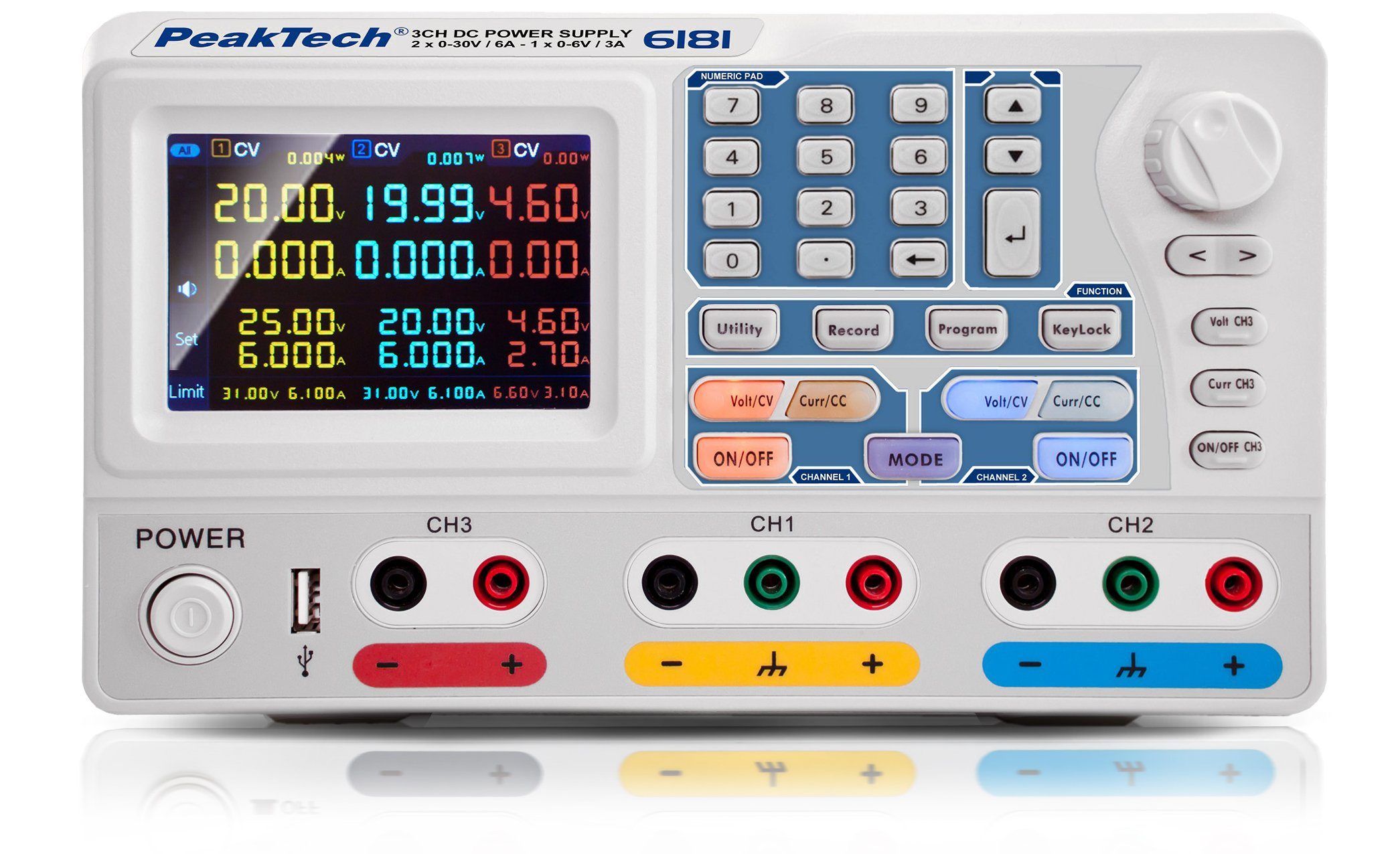 PeakTech P 6181: Progr. DC Labornetzgerät, 2 x 0-30 V Labor-Netzteil