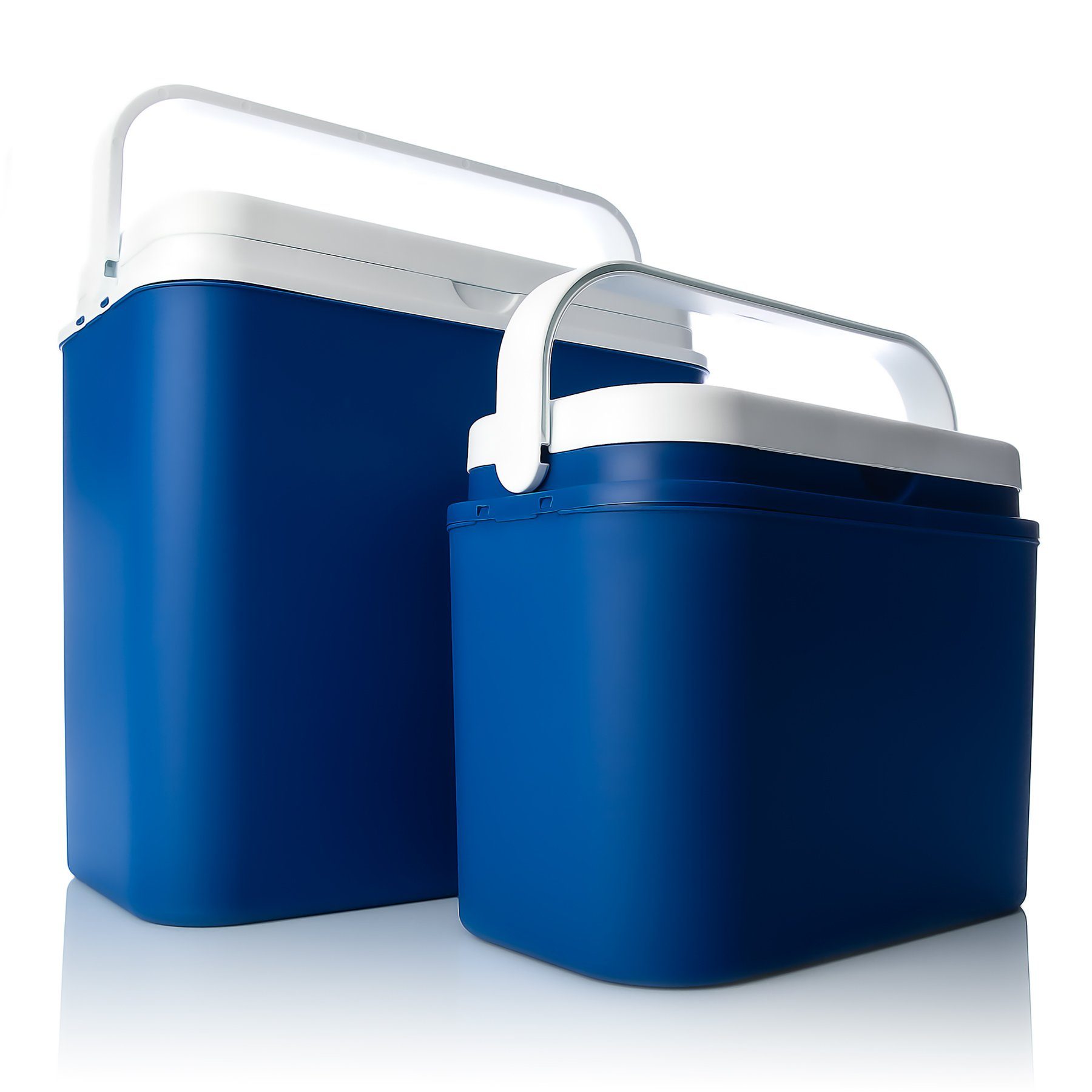 BigDean Thermobehälter Kühlboxen Set 24L + 10L Gefrierbox Kühltasche Made in EU, PP-Kunststoff, (2-tlg) Blau/weiß
