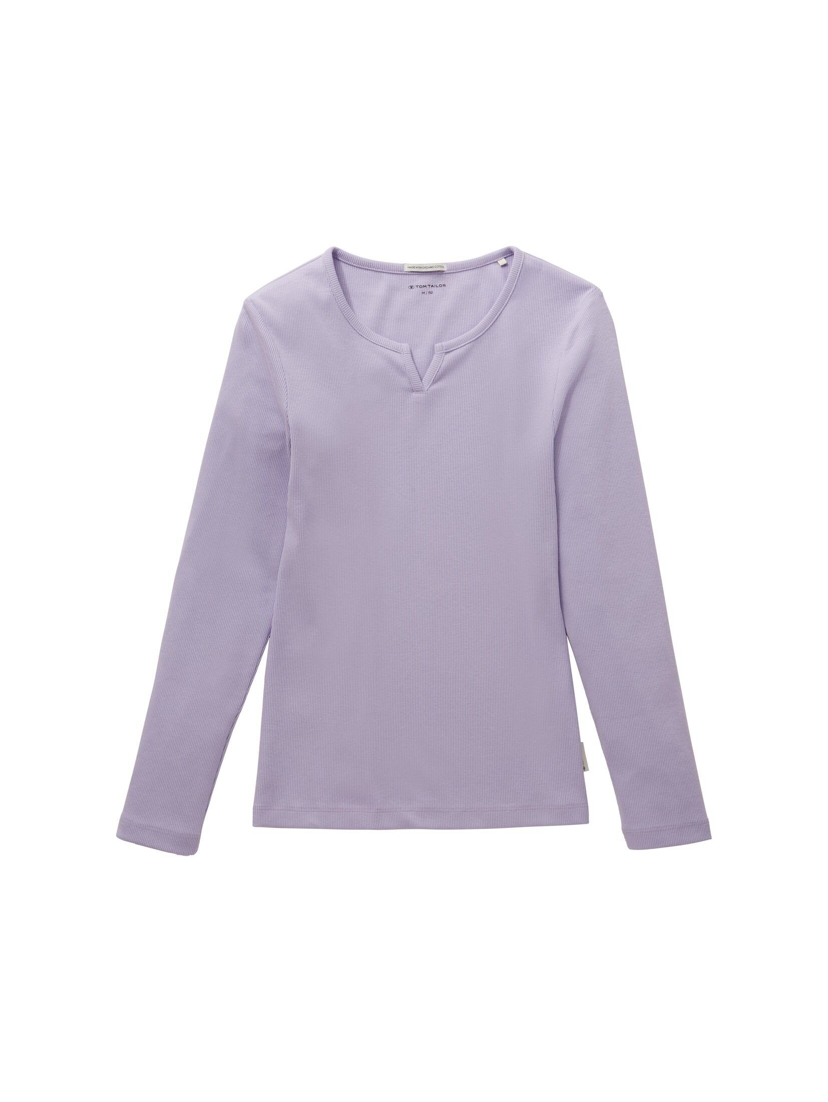 TOM TAILOR T-Shirt Langarmshirt mit Rippstruktur light orchid purple
