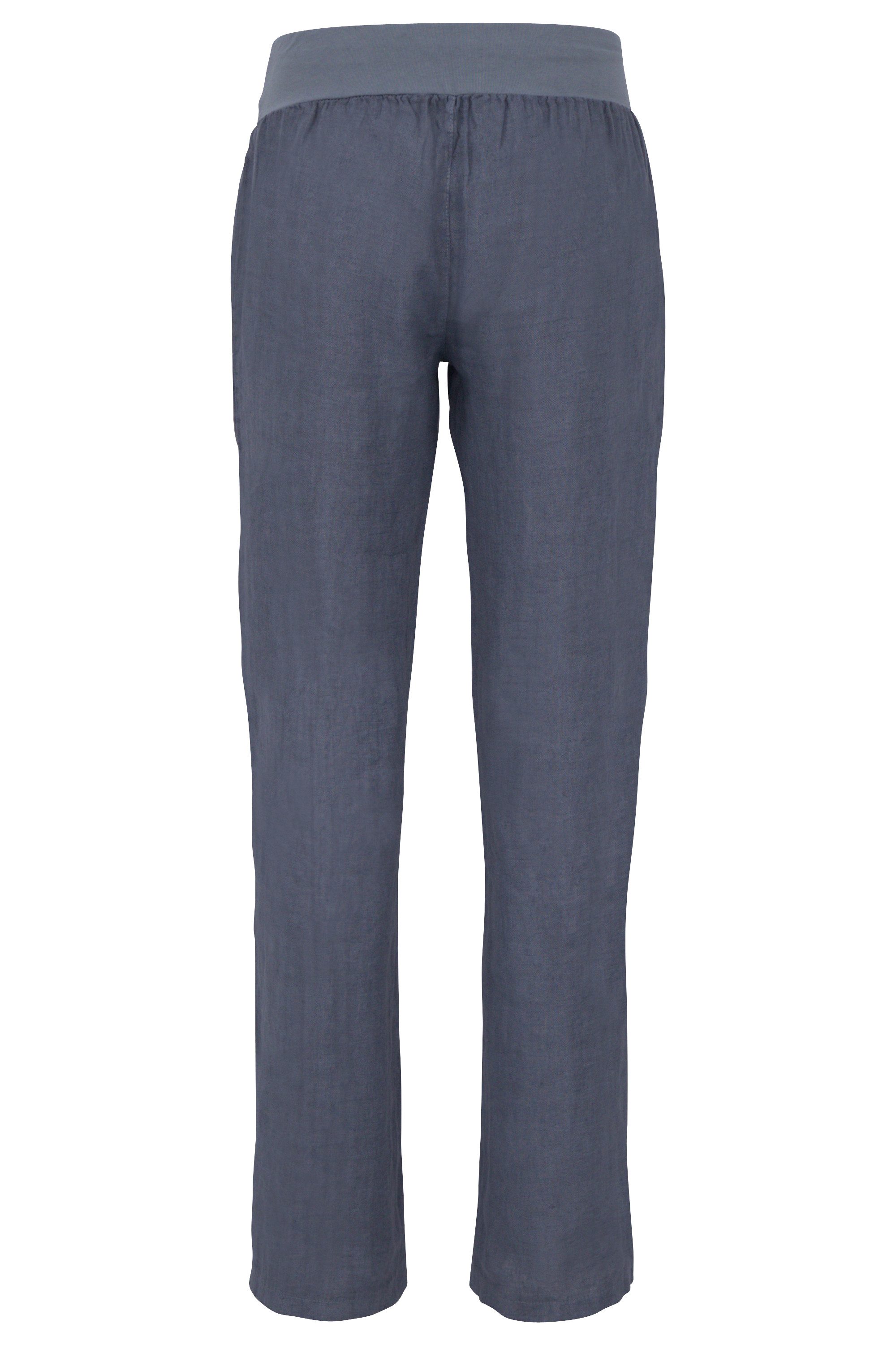 malito more than fashion Leinenhose malito Damen Hose aus Leinen, Stoffhose in Uni Farben, Freizeithose leichte Stoffhose mit elastischem Bund