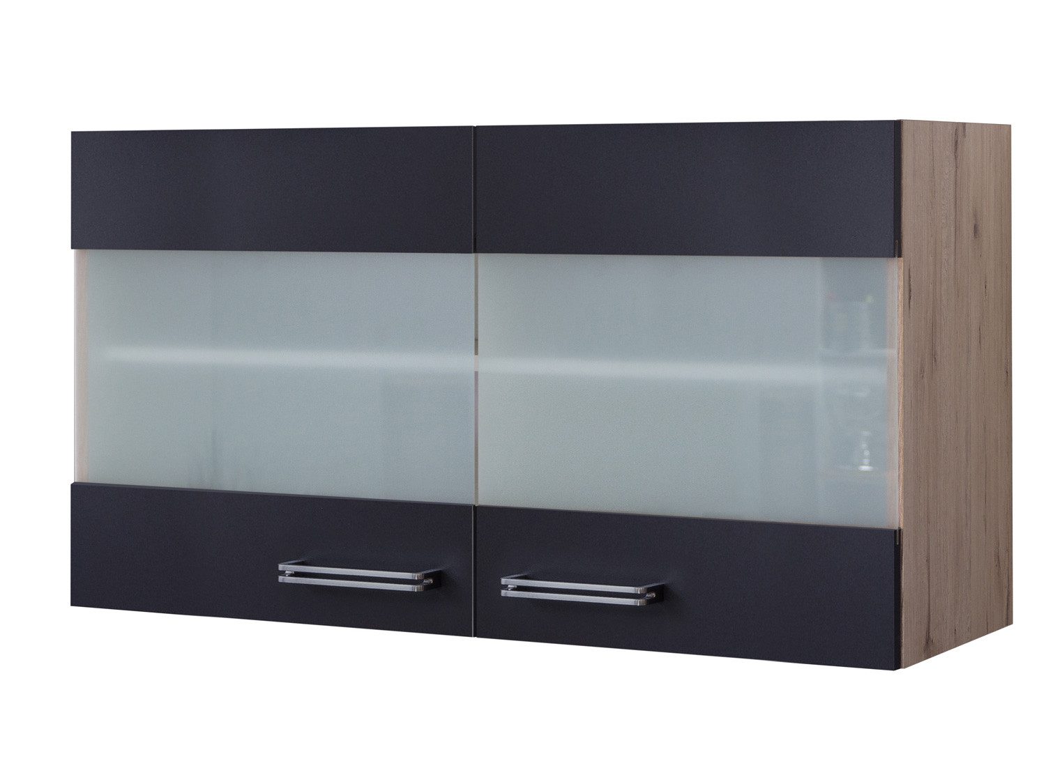 Flex-Well Glashängeschrank Glashängeschrank Küche - 100 cm breit - Milchglas, Anthrazit San Remo