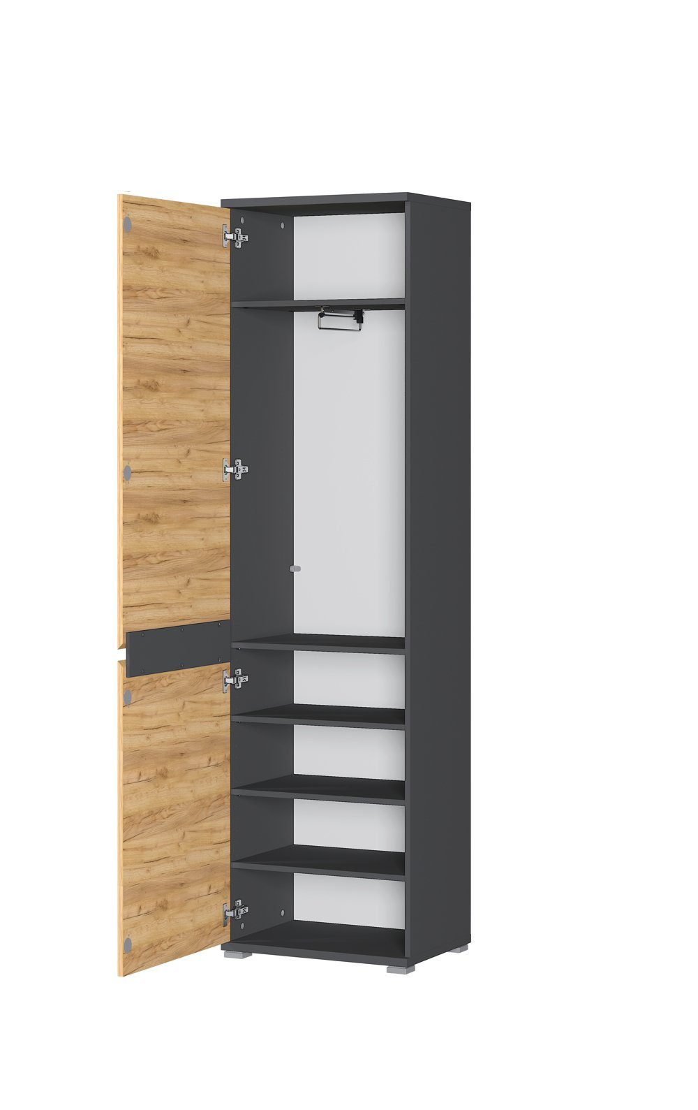 moebel-dich-auf Garderoben-Set LAUSANNE, (Set 1, Garderobenschrank + Paneel + Sitzbank + Spiegel + Schuhschrank), grifflose Optik, in 2 Farben erhältlich