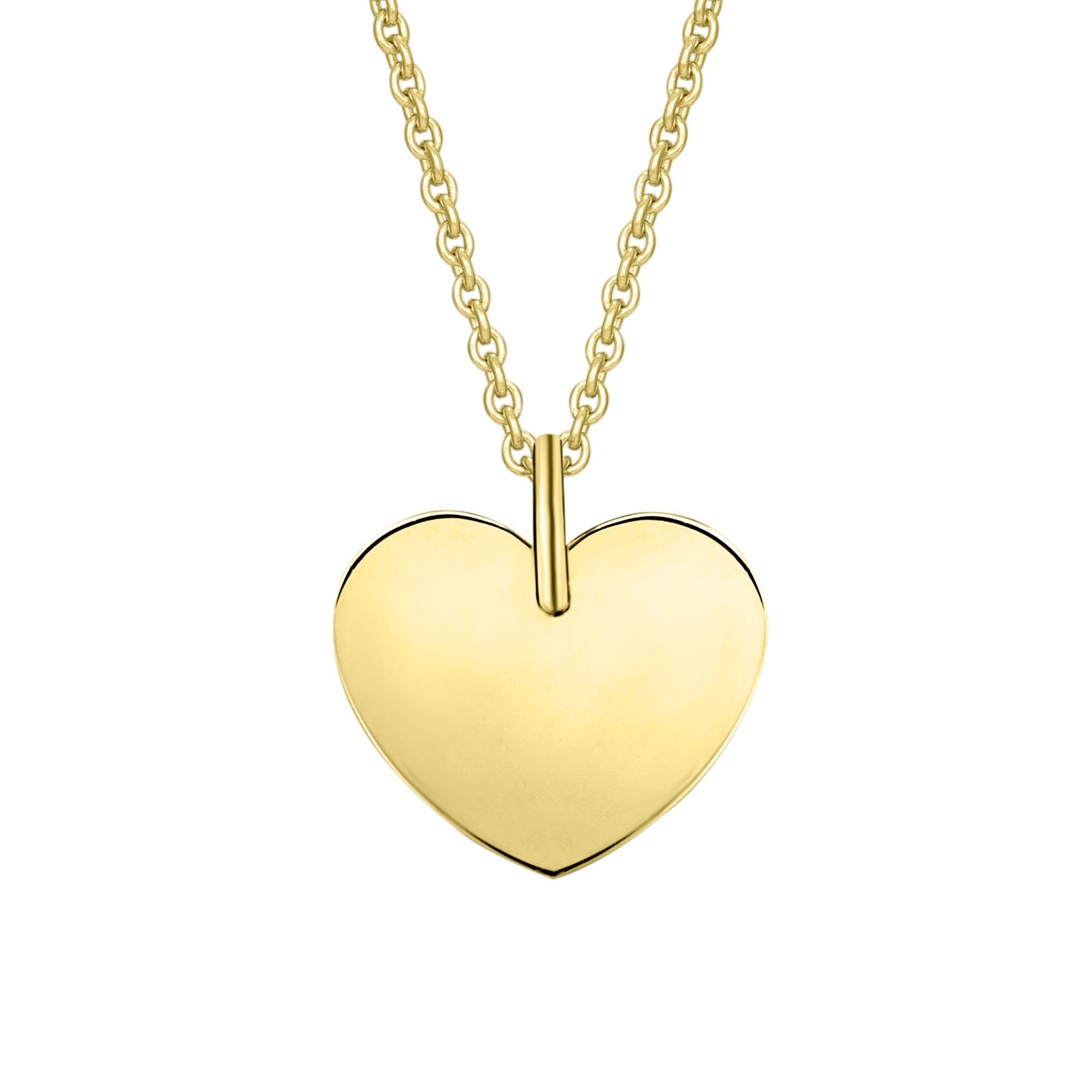 ONE ELEMENT Herzkette Halskette - Herzkette mit Herz ohne Gravur Herz Anhänger aus 333, Zart & emotional – ein Geschenk, das von Herzen kommt