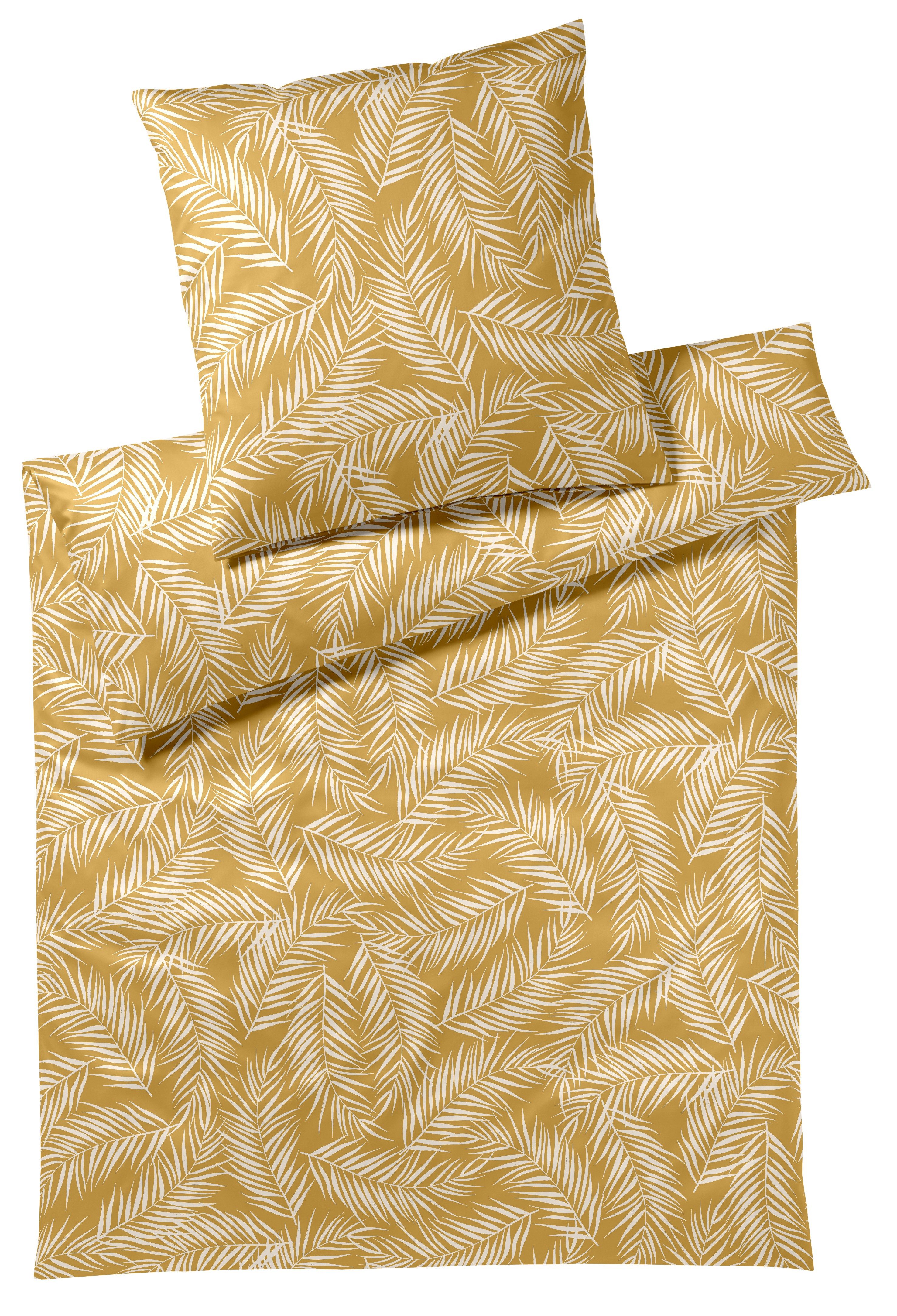 Elegante Bettwäsche Maison Leaves, Mako-Satin, 2 teilig, angenehmes Hautgefühl