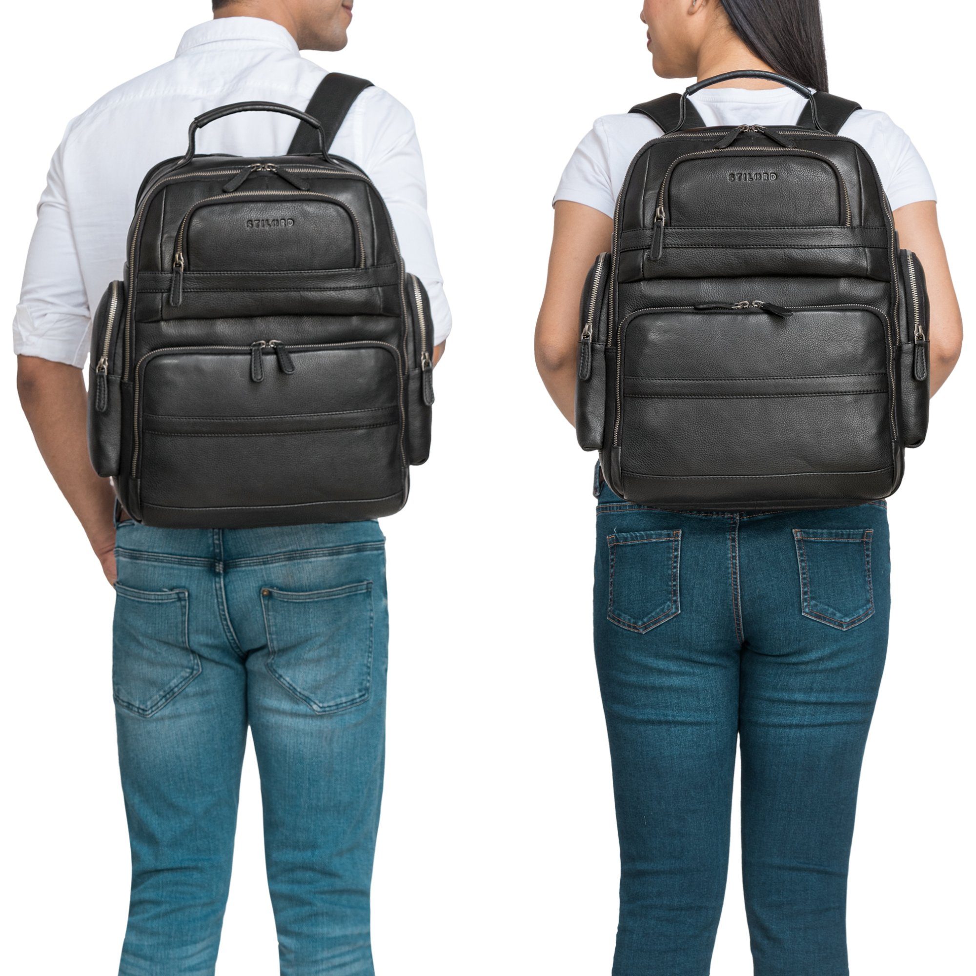STILORD Notebook-Rucksack "Danny" Leder Arbeitsrucksack für 13 - 14 Zoll Laptops Herren & Damen