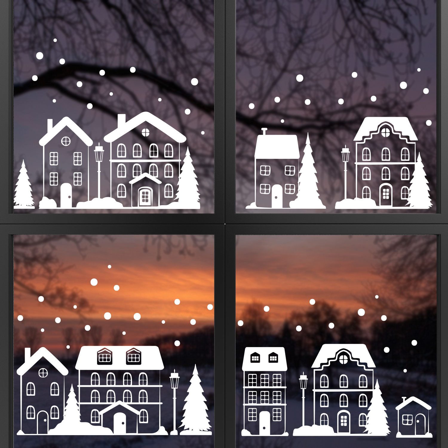 younikat Fensterdekoration Younikat Fensterbild Winter-Dorf 70 günstig online kaufen