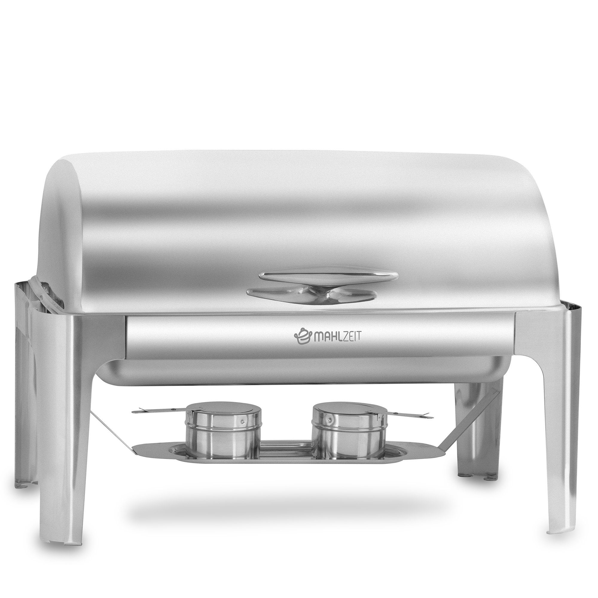 Mahlzeit Speisenwärmer Edelstahl Chafing Dish, 8 Liter, Rolltop, Speisenwärmer, Wärmebehälter, (6-tlg), Leises schließen dank Gummi Stopper