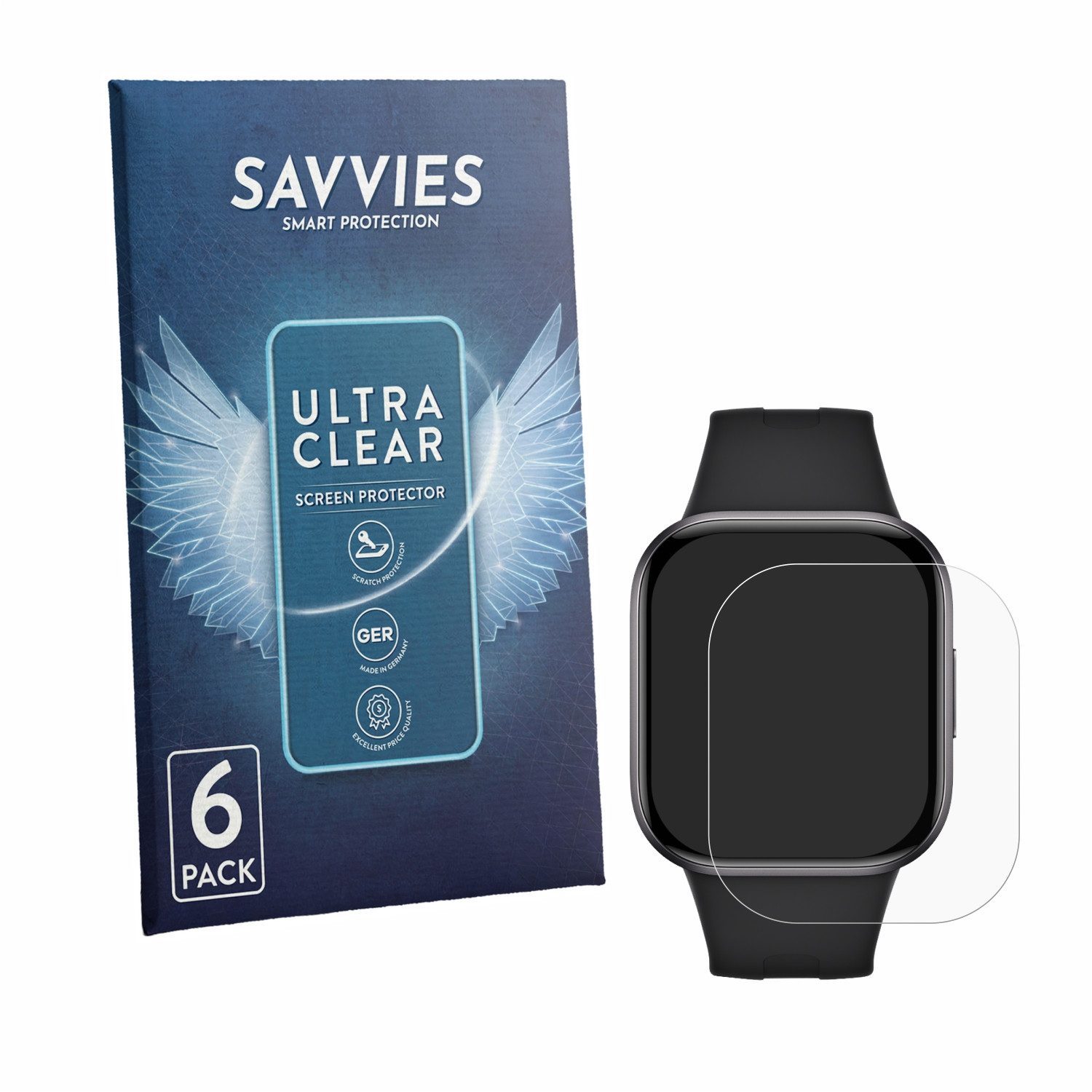 Savvies Displayschutzfolie Schutzfolie für Xiaomi Redmi Watch 6 Active, 6 Stück, Displayschutz Schutz Folie Klar Transparent