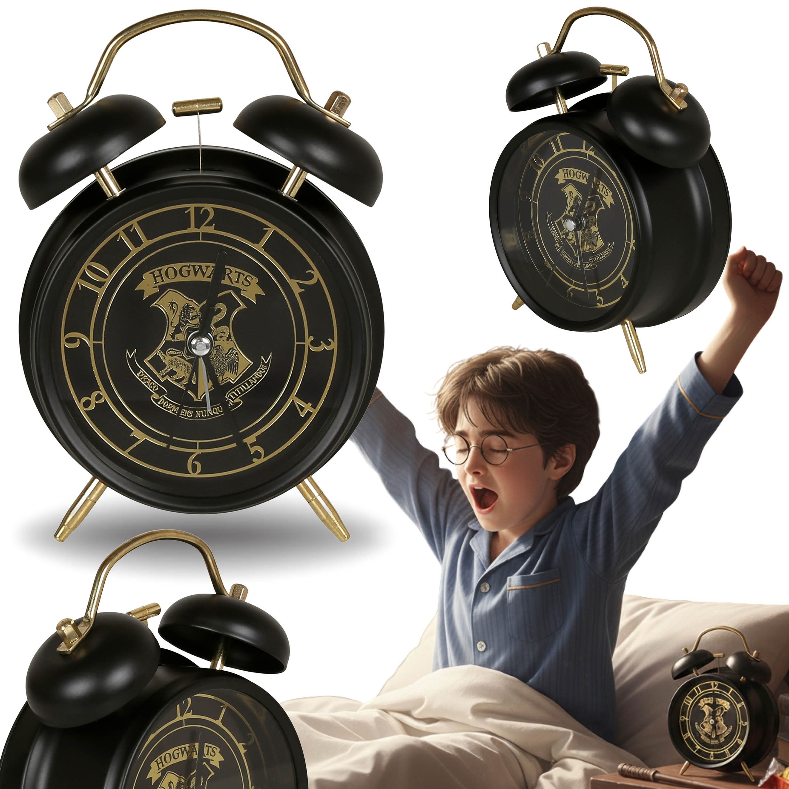 Sarcia.eu Wecker Harry Potter Hogwarts Retro Wecker schwarz-gold, Tischuhr günstig online kaufen