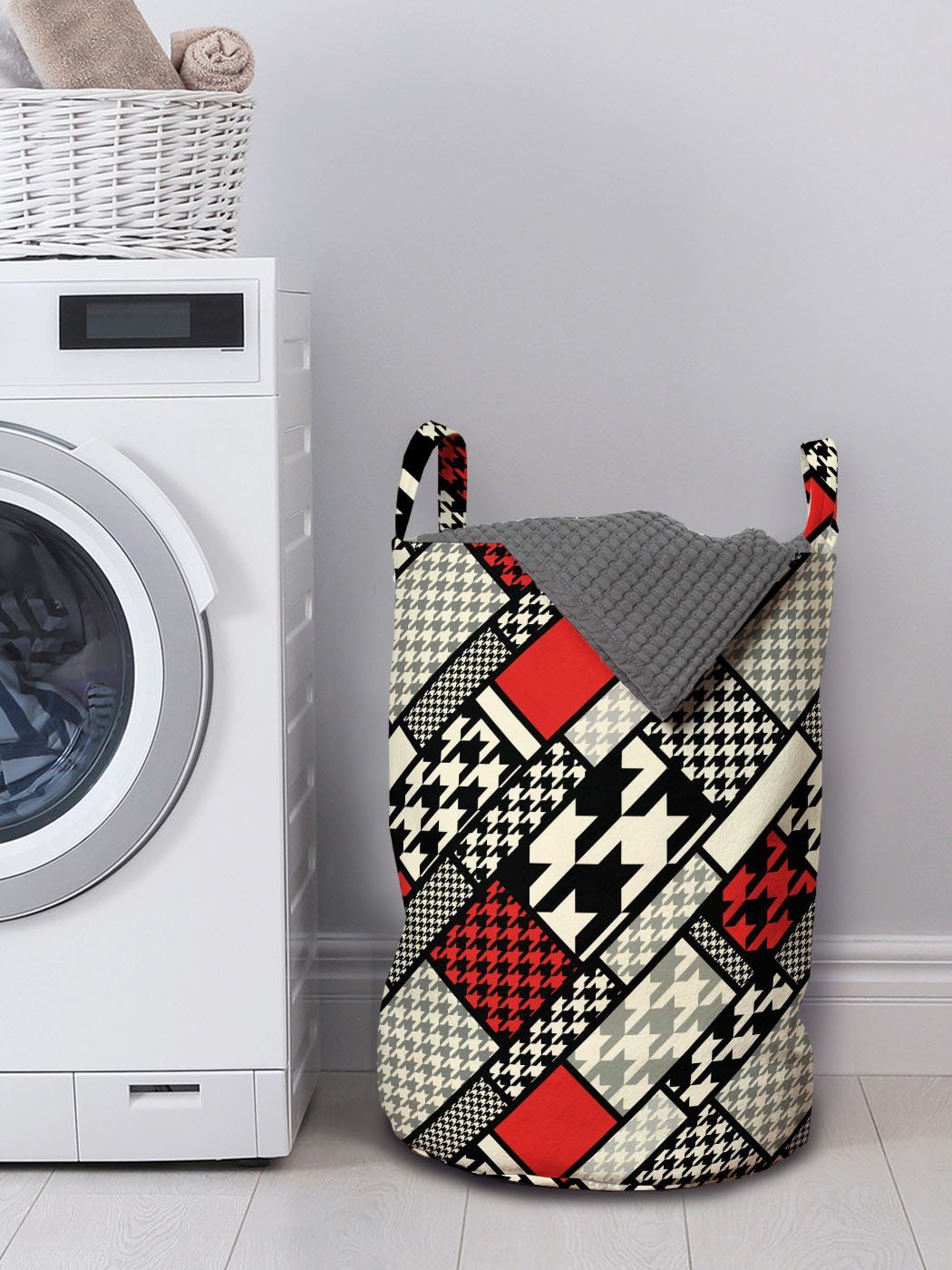 Wäschesäckchen Kordelzugverschluss Waschsalons, Design minimalistisches mit Abakuhaus für Griffen Modern Wäschekorb