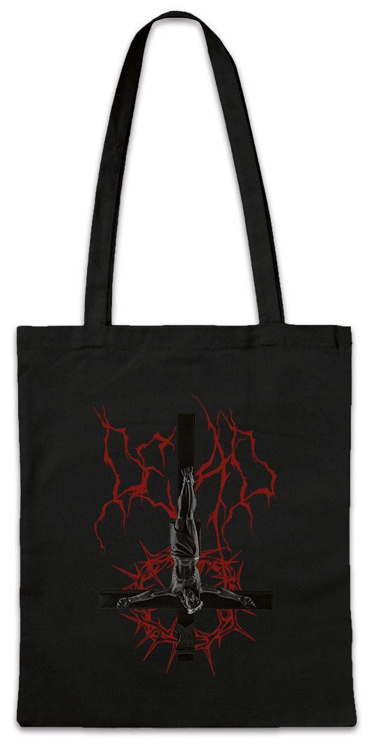 Beuteltasche Inverted Jesus Cross Stofftasche Umgedrehtes Kreuz Symbol Pentagram